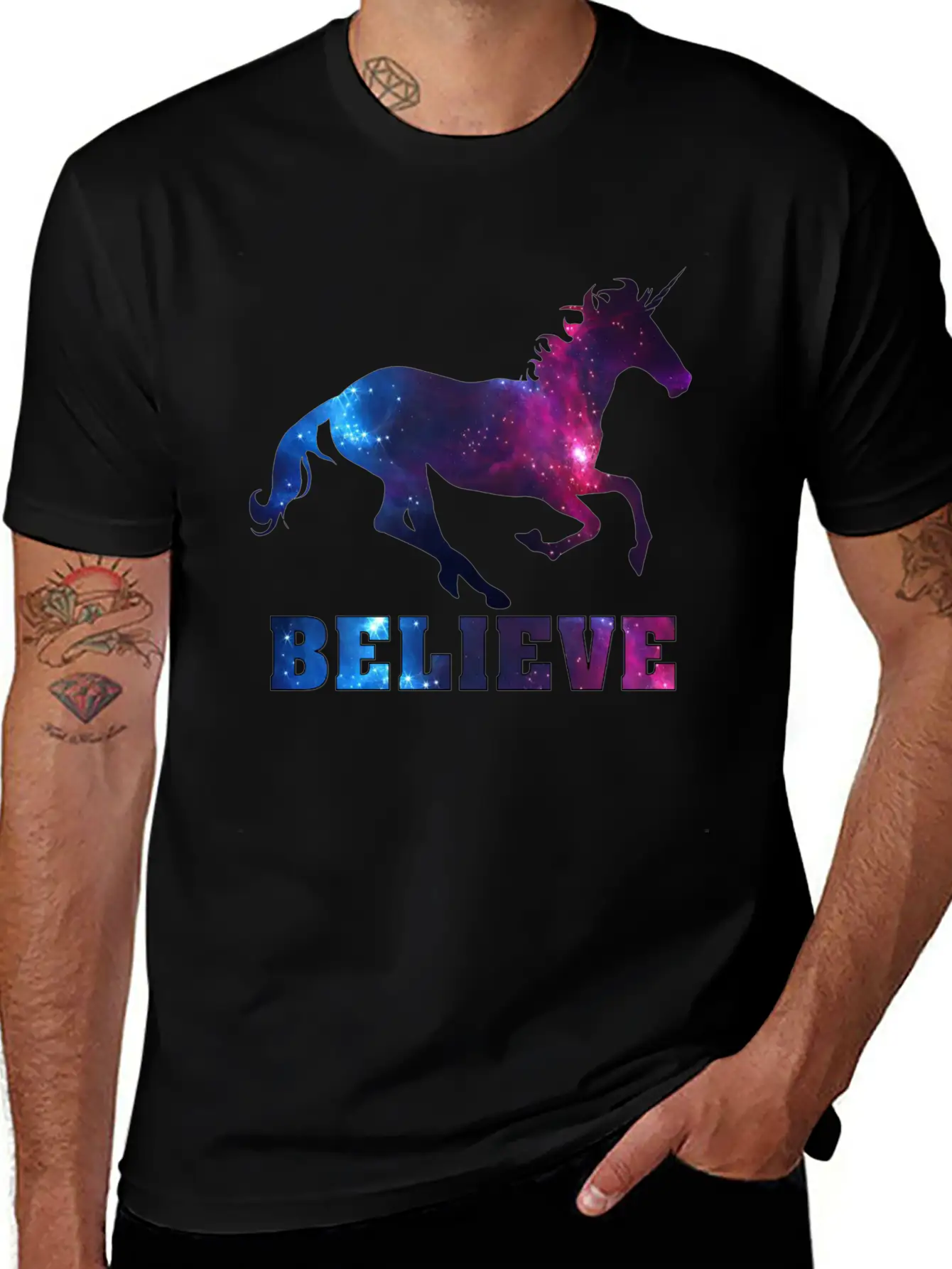 Believe Unicorn Universe 7 Breathable Soft Cotton T-Shirt – Timeless Casual Look