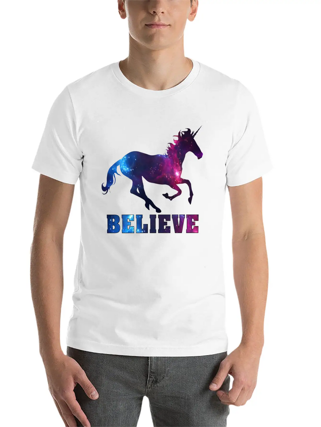Believe Unicorn Universe 7 Breathable Soft Cotton T-Shirt – Timeless Casual Look
