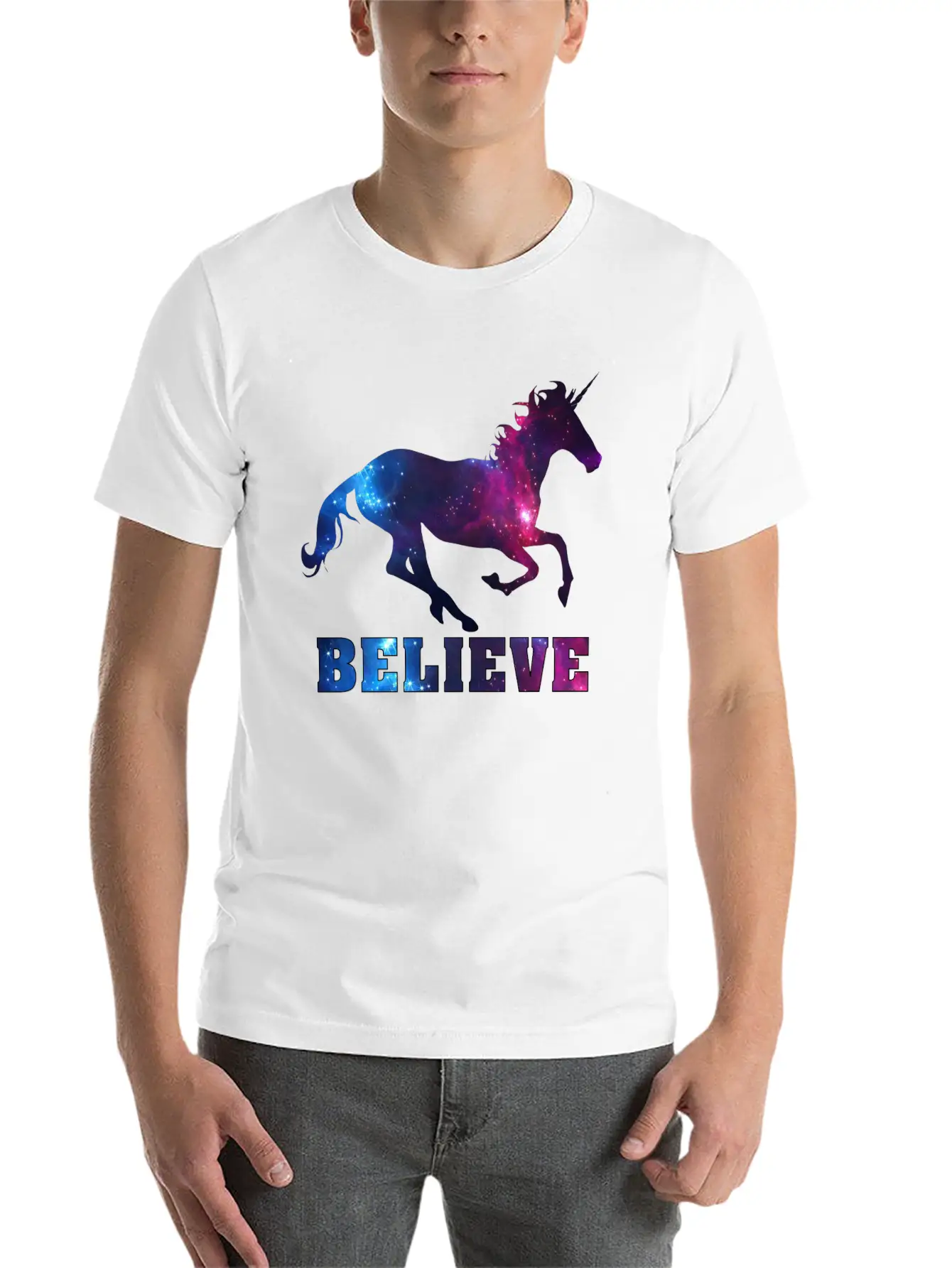 Believe Unicorn Universe 7 Breathable Soft Cotton T-Shirt – Timeless Casual Look