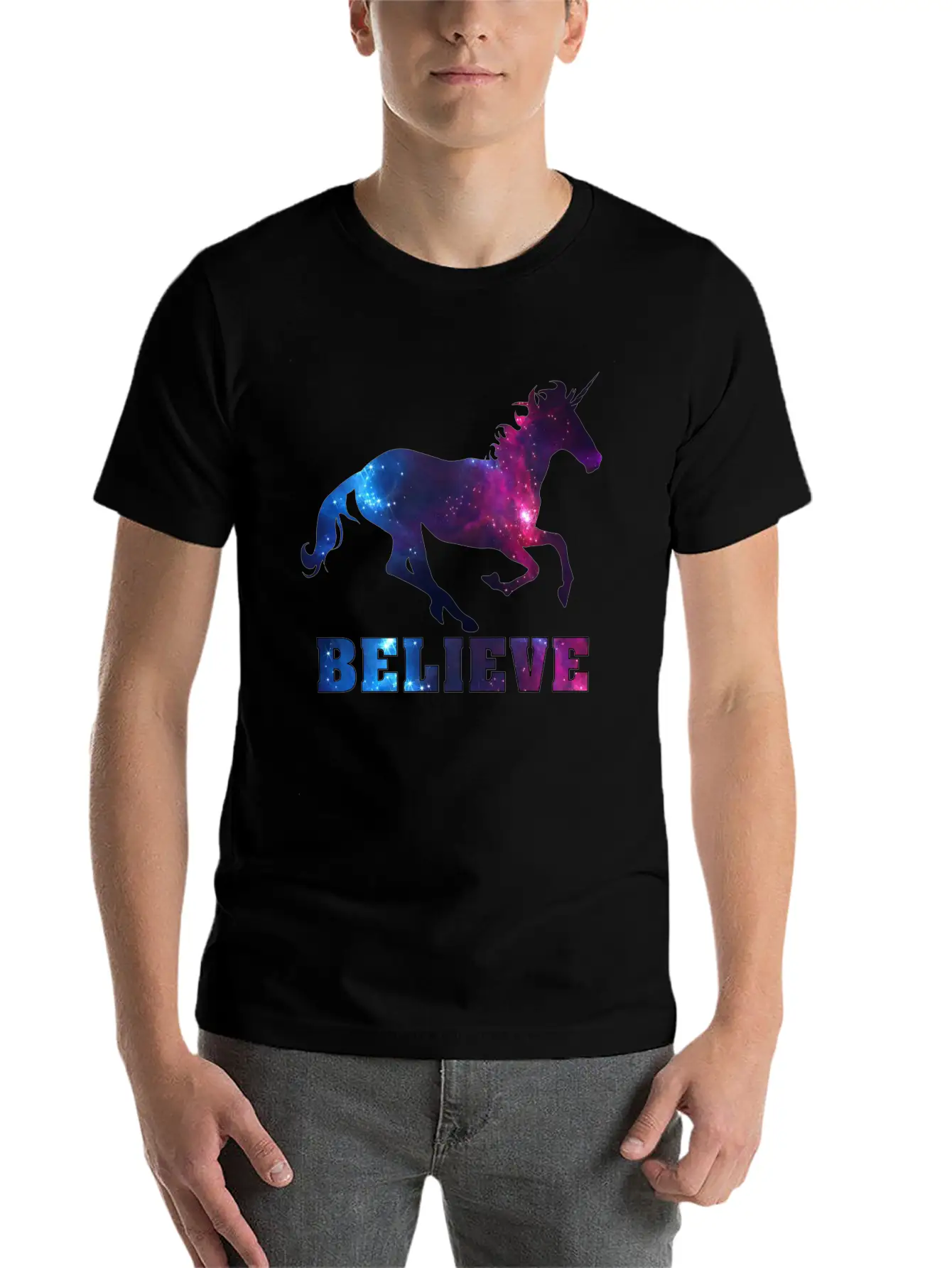 Believe Unicorn Universe 7 Breathable Soft Cotton T-Shirt – Timeless Casual Look