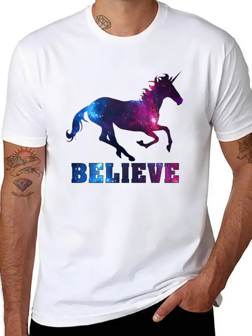 Believe Unicorn Universe 7 Breathable Soft Cotton T-Shirt – Timeless Casual Look