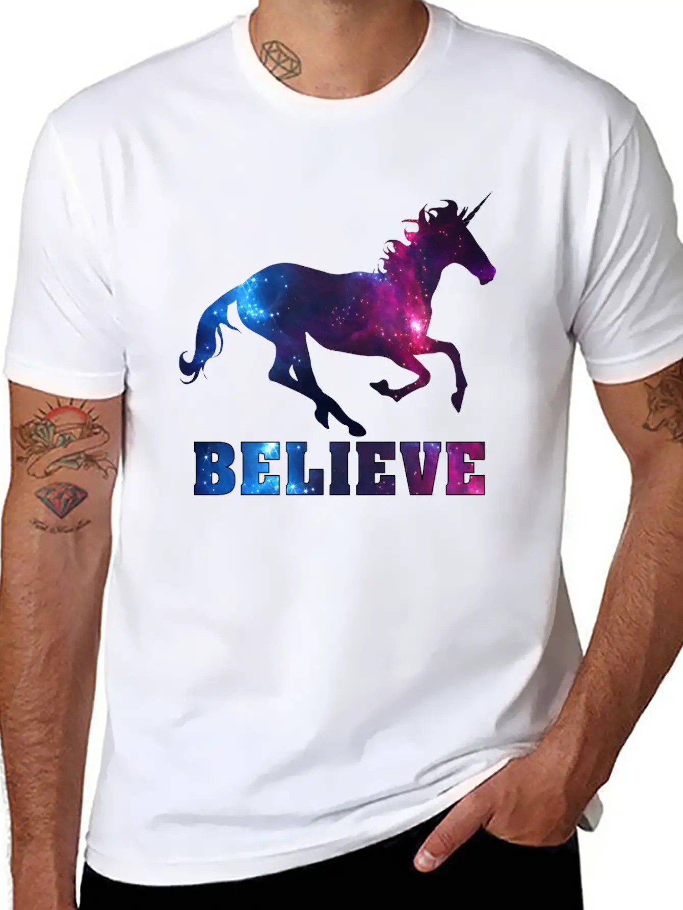 Believe Unicorn Universe 7 Breathable Soft Cotton T-Shirt – Timeless Casual Look