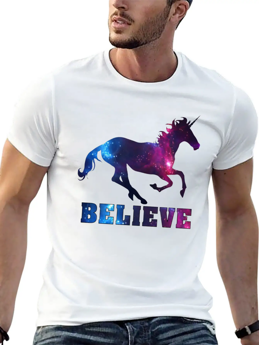Believe Unicorn Universe 7 Breathable Soft Cotton T-Shirt – Timeless Casual Look