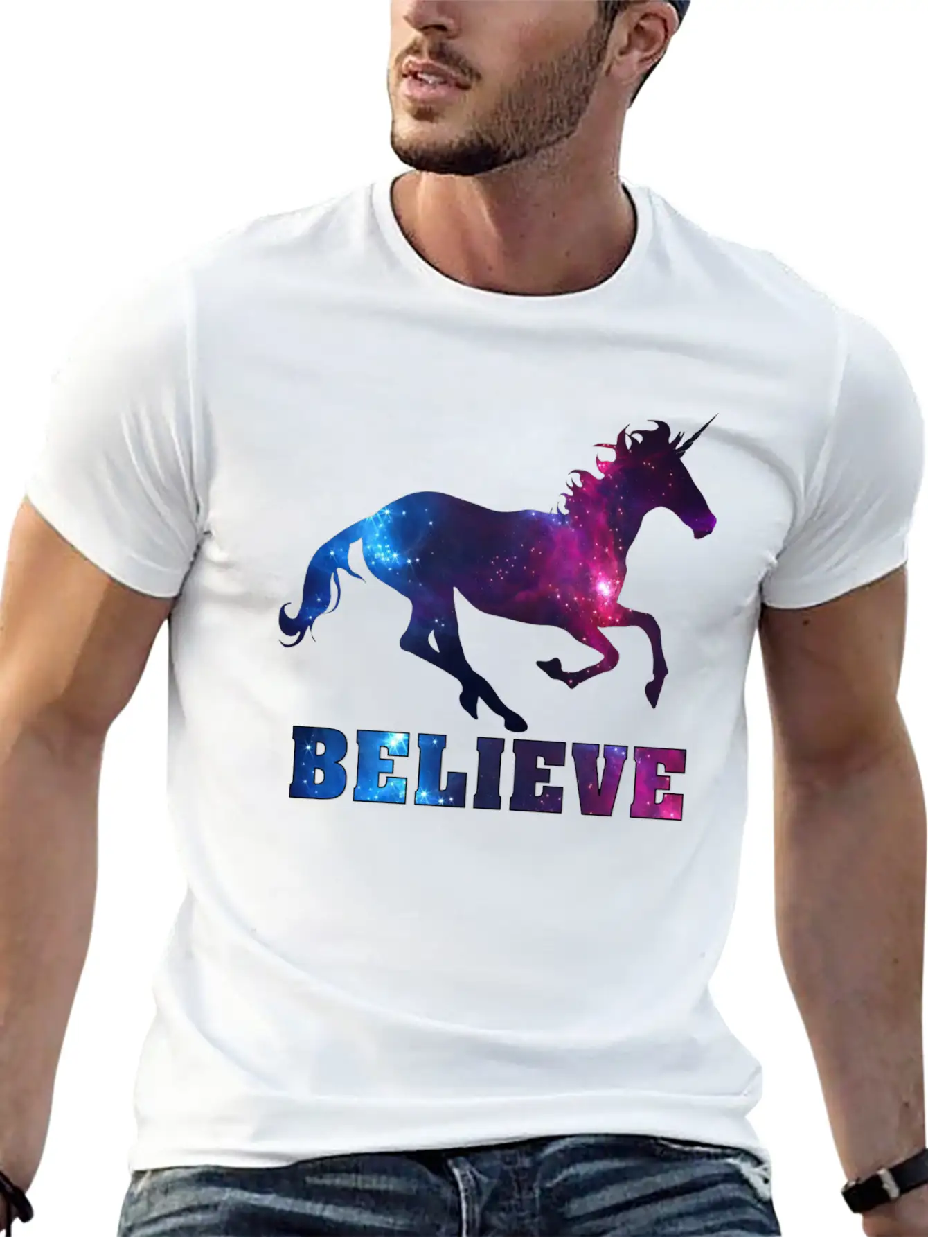 Believe Unicorn Universe 7 Breathable Soft Cotton T-Shirt – Timeless Casual Look