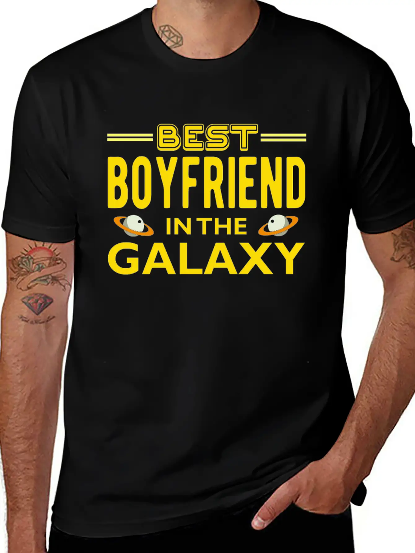 Best Boyfriend In The Galaxy T Shirt Casual Graphic T-Shirt – Simple And Comfortable Daily Wear