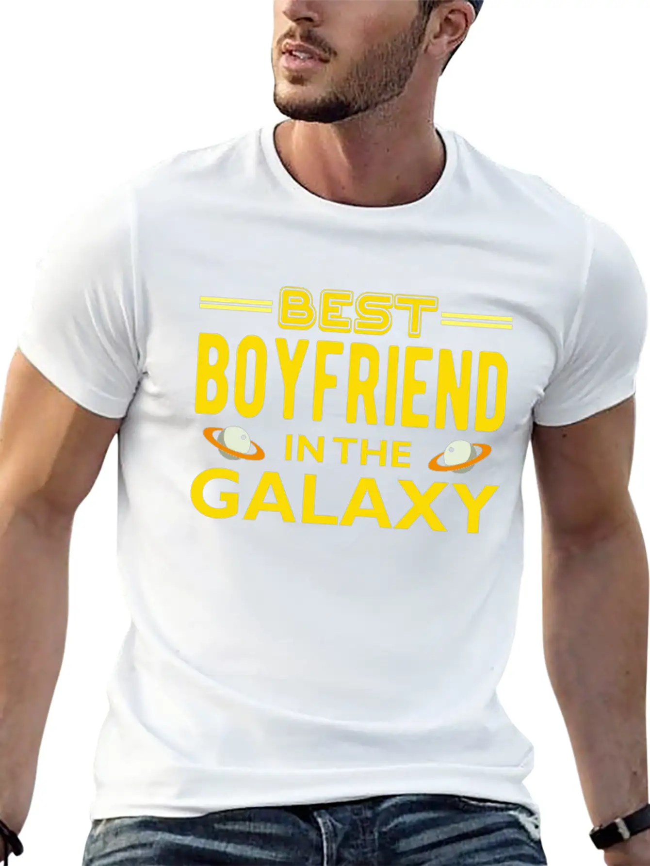 Best Boyfriend In The Galaxy T Shirt Casual Graphic T-Shirt – Simple And Comfortable Daily Wear