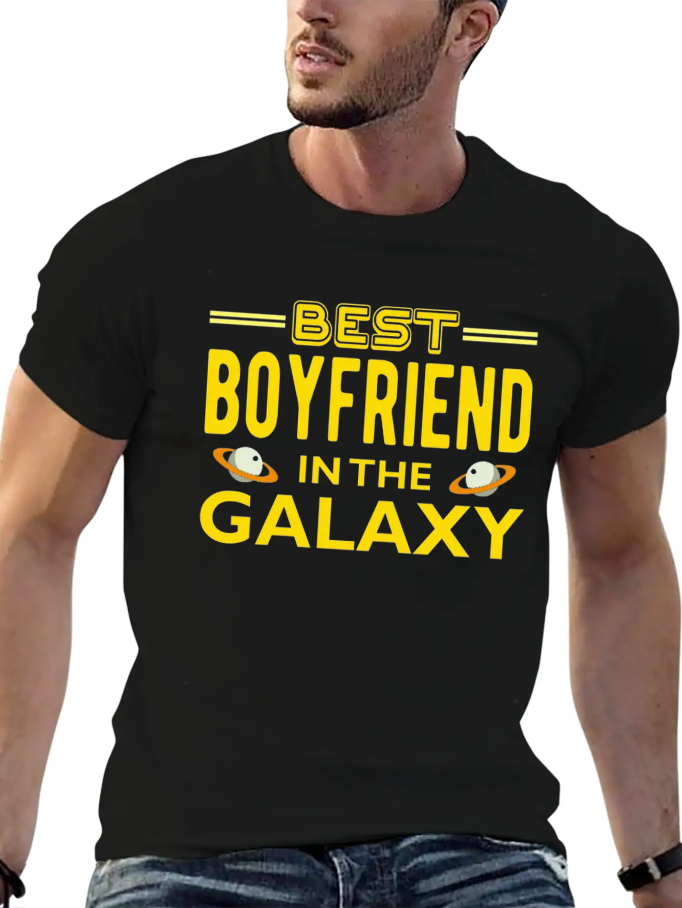 Best Boyfriend In The Galaxy T Shirt Casual Graphic T-Shirt – Simple And Comfortable Daily Wear