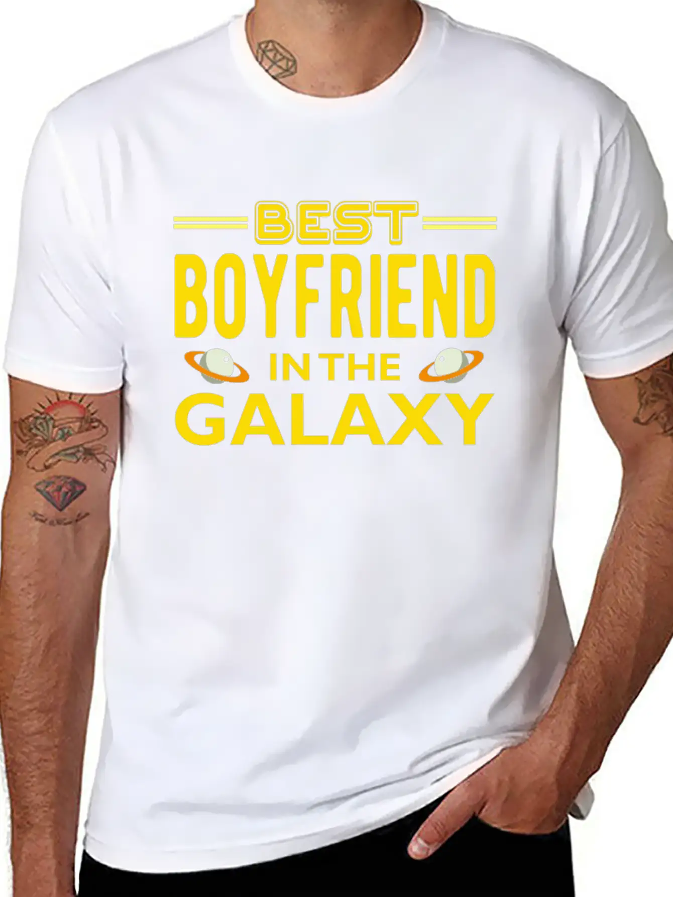 Best Boyfriend In The Galaxy T Shirt Casual Graphic T-Shirt – Simple And Comfortable Daily Wear