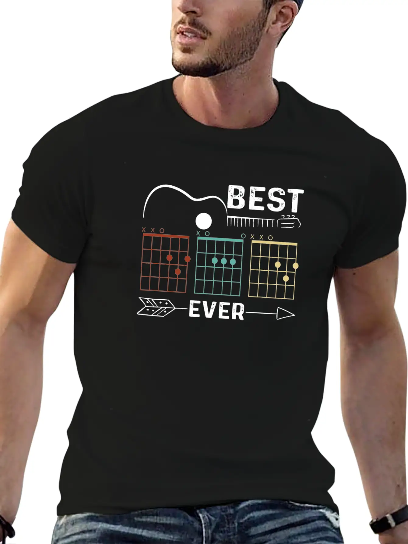 Best Dad Ever Chord Guitar Guitarist Father's Day Unisex Casual T-Shirt – Clean Design For Daily Comfort