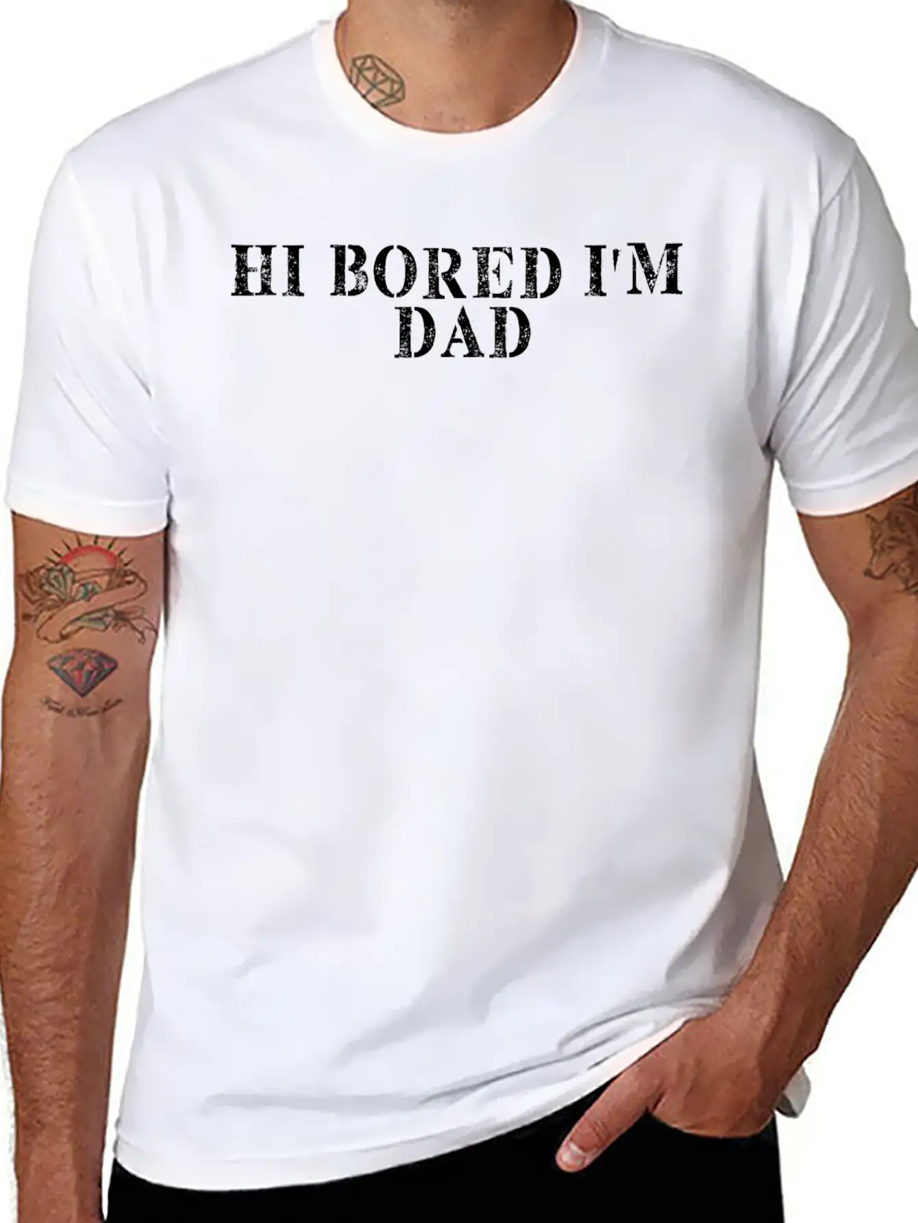 Best Friend Funny - Hi Bored I M Dad Unisex Short Sleeve Soft Cotton T-Shirt – Casual Everyday Wear