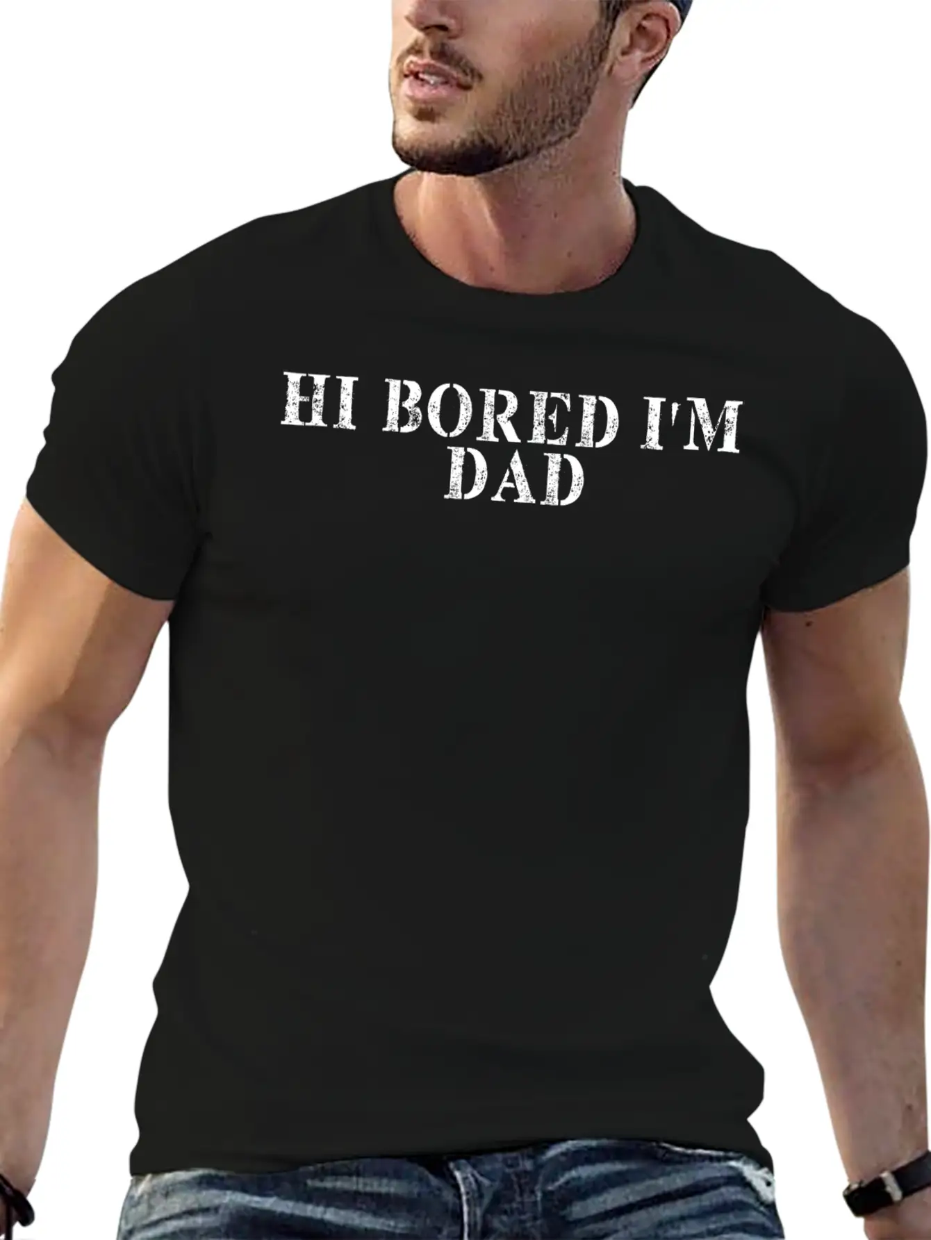 Best Friend Funny - Hi Bored I M Dad Unisex Short Sleeve Soft Cotton T-Shirt – Casual Everyday Wear
