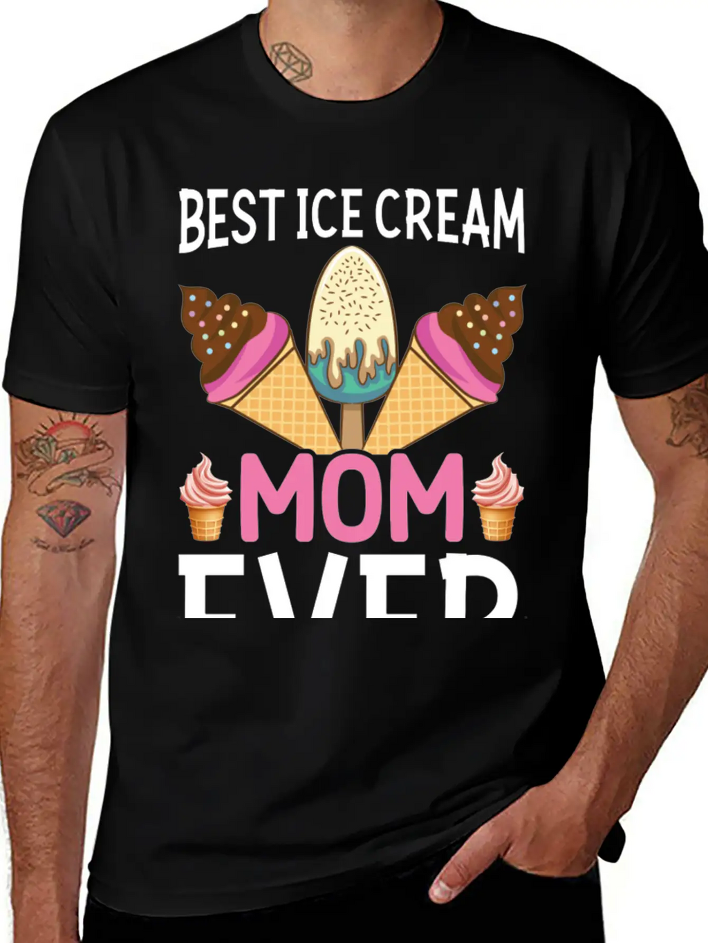 Best Ice Cream Mom Ever I Ice Cream Unisex Short Sleeve Soft Cotton T-Shirt – Casual Everyday Wear