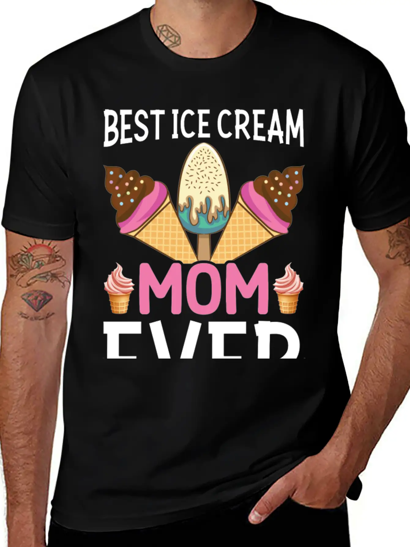 Best Ice Cream Mom Ever I Ice Cream Unisex Short Sleeve Soft Cotton T-Shirt – Casual Everyday Wear