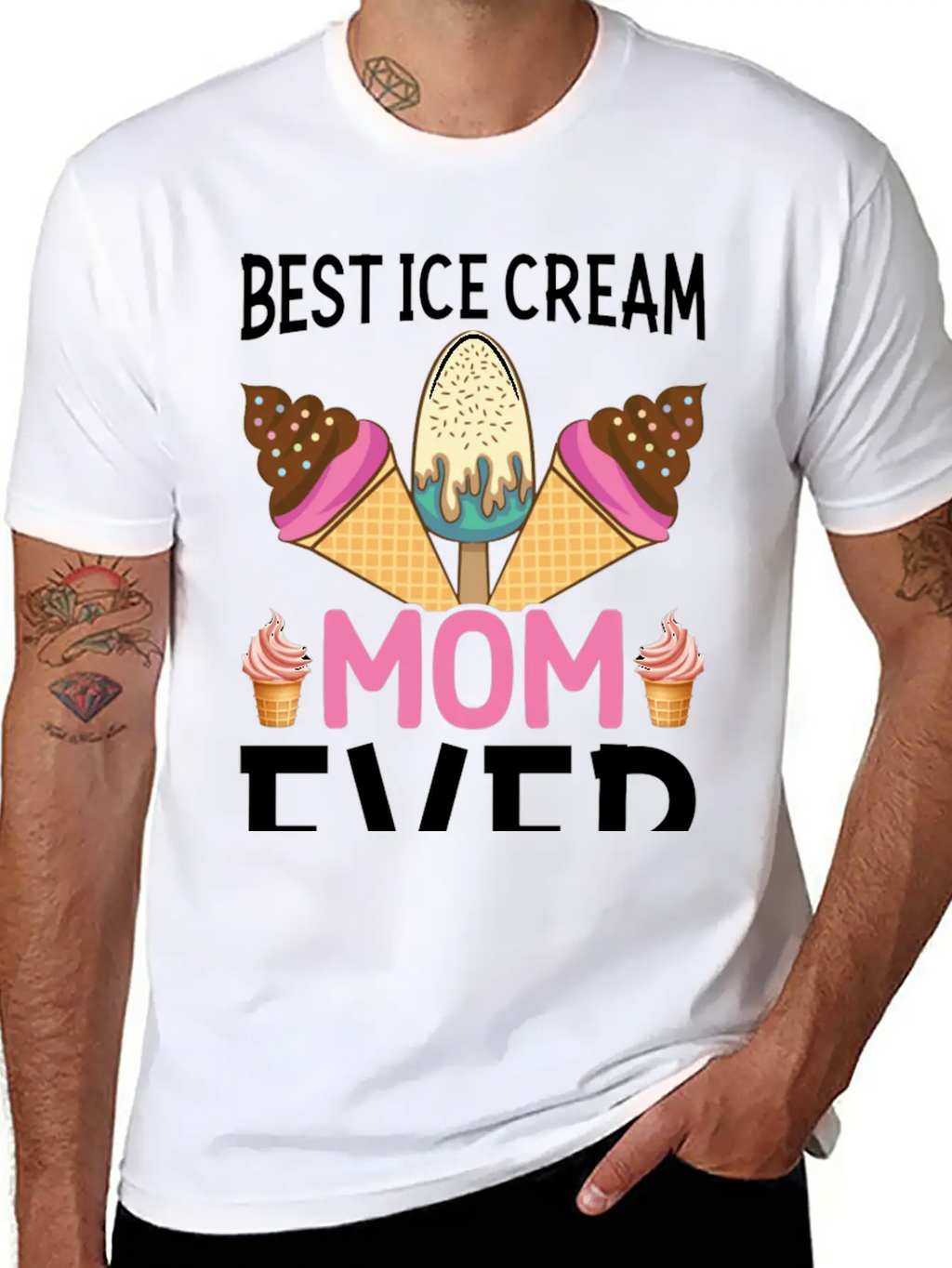 Best Ice Cream Mom Ever I Ice Cream Unisex Short Sleeve Soft Cotton T-Shirt – Casual Everyday Wear