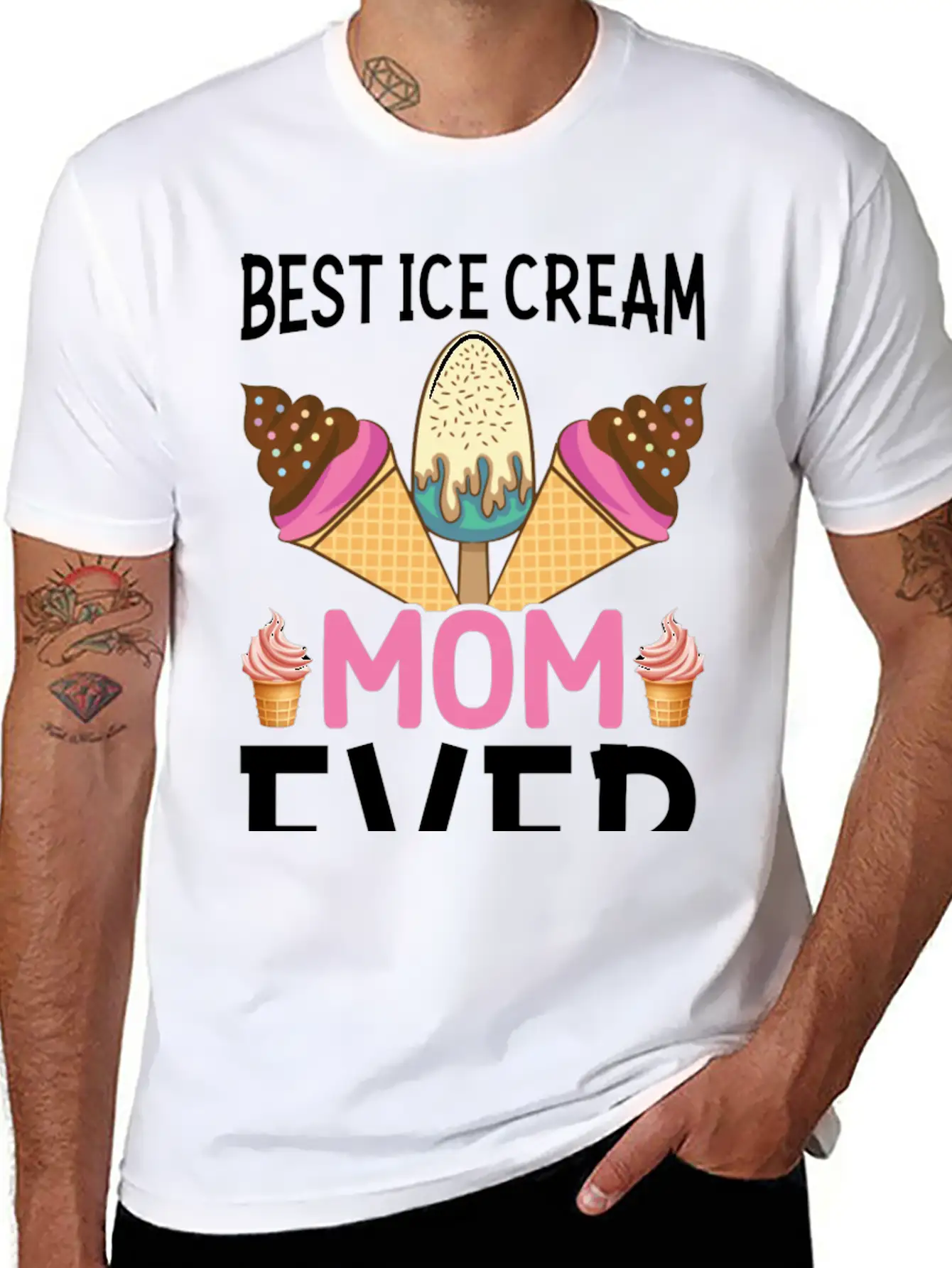Best Ice Cream Mom Ever I Ice Cream Unisex Short Sleeve Soft Cotton T-Shirt – Casual Everyday Wear