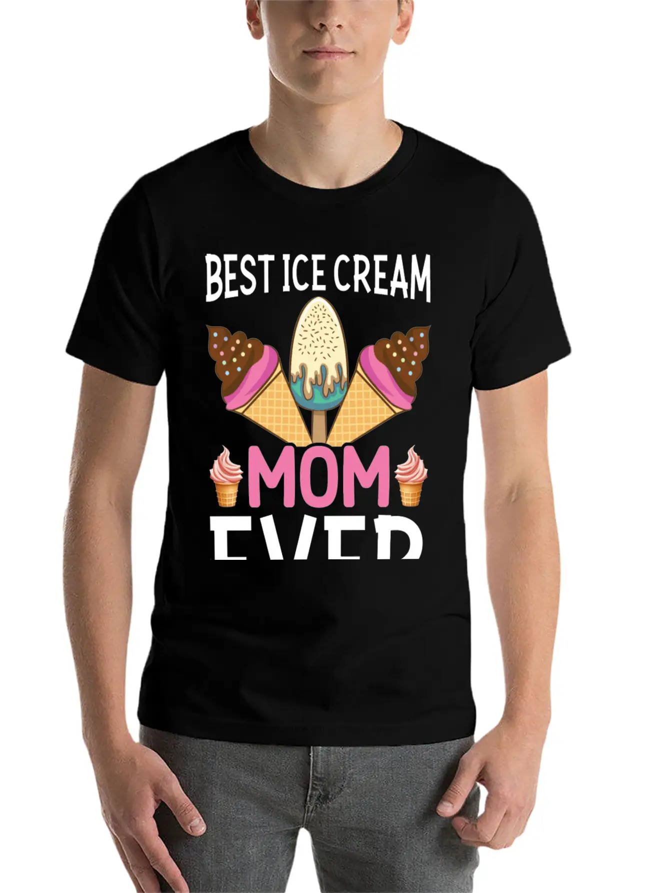 Best Ice Cream Mom Ever I Ice Cream Unisex Short Sleeve Soft Cotton T-Shirt – Casual Everyday Wear