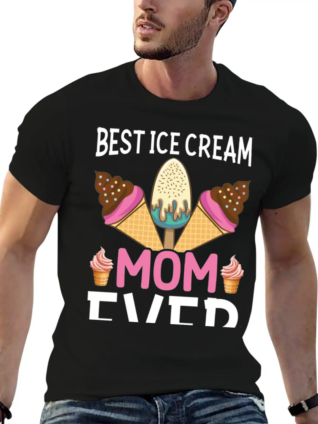 Best Ice Cream Mom Ever I Ice Cream Unisex Short Sleeve Soft Cotton T-Shirt – Casual Everyday Wear