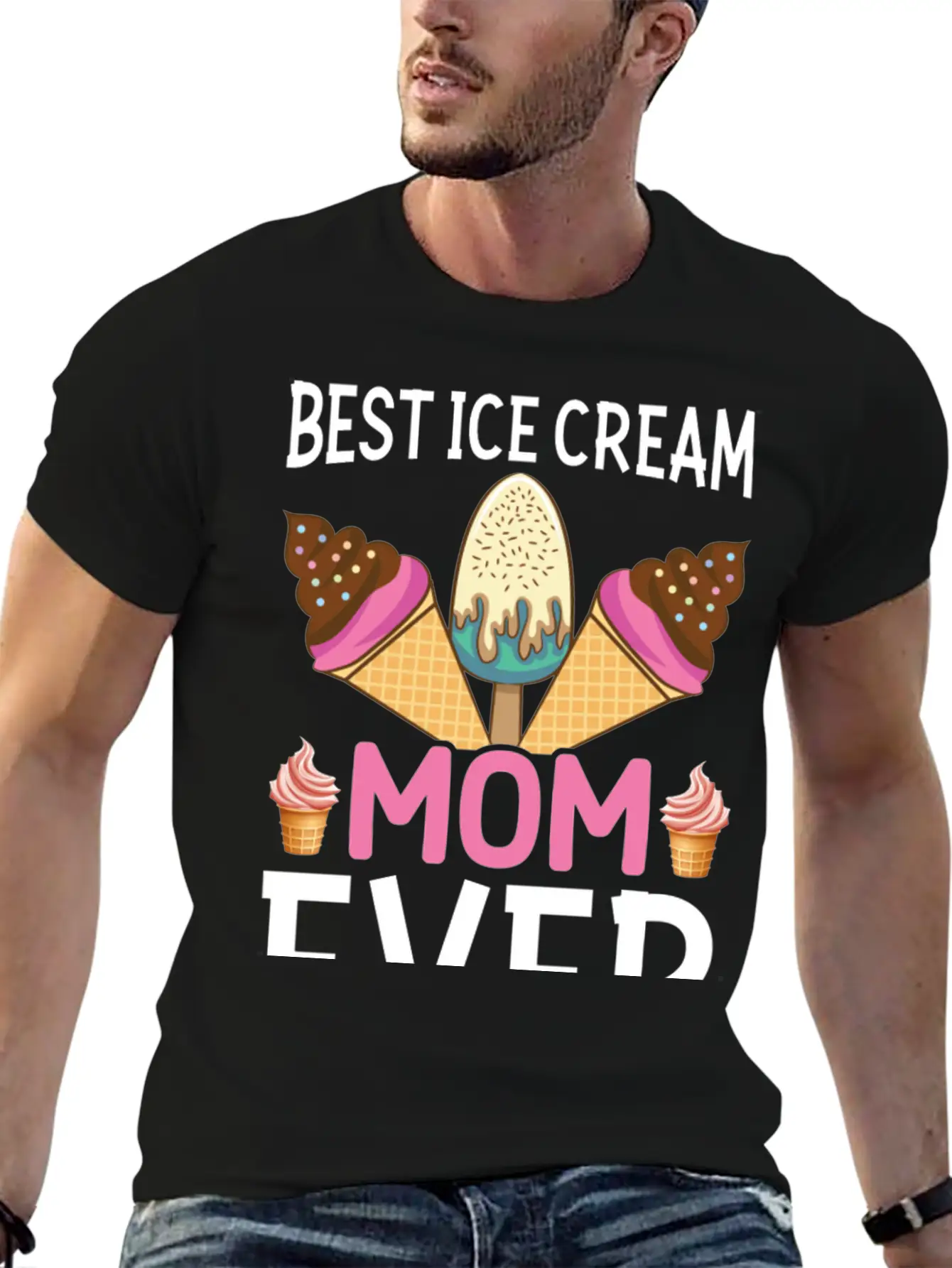 Best Ice Cream Mom Ever I Ice Cream Unisex Short Sleeve Soft Cotton T-Shirt – Casual Everyday Wear