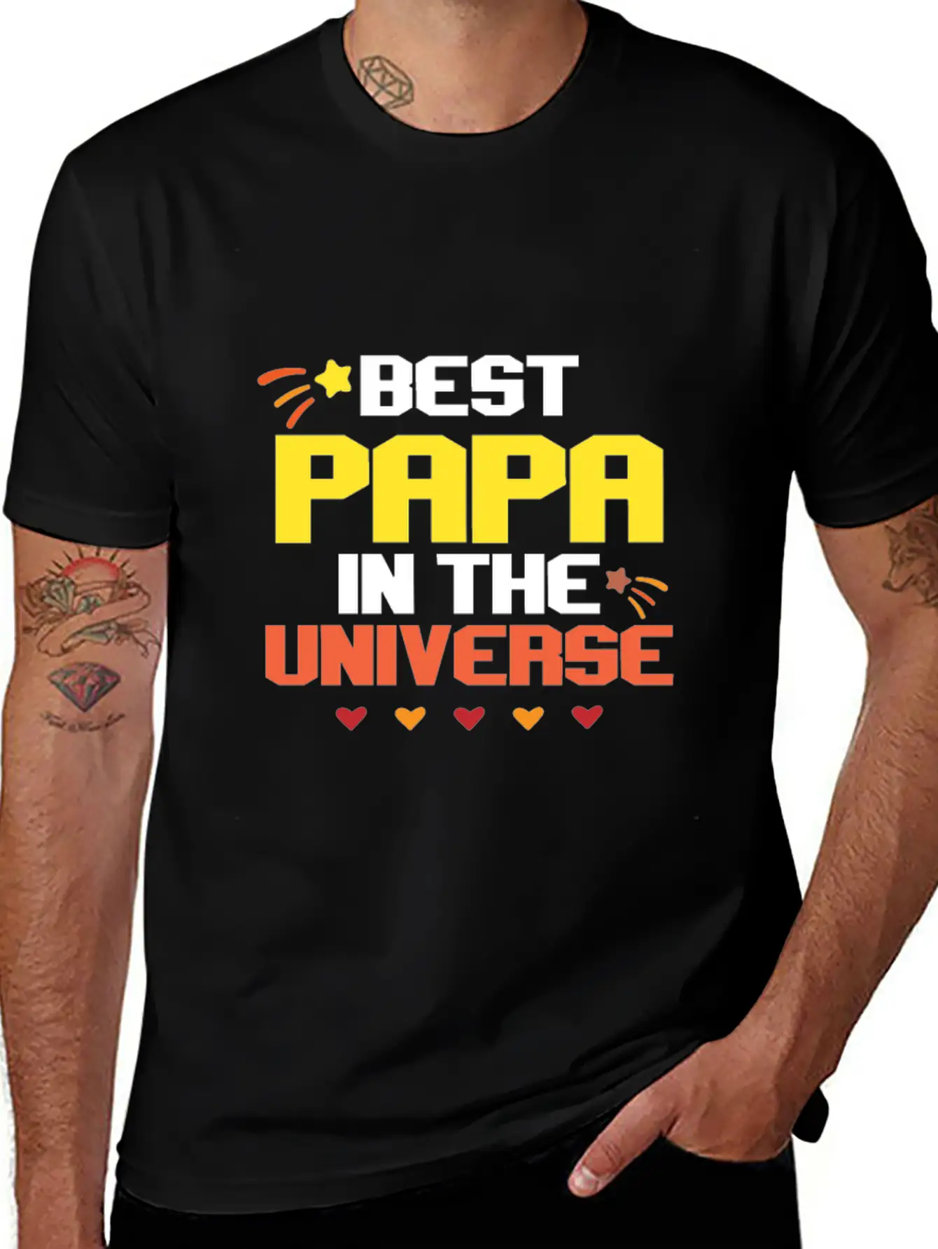 Best Papa In The Universe Unisex Short Sleeve Soft Cotton T-Shirt – Casual Everyday Wear