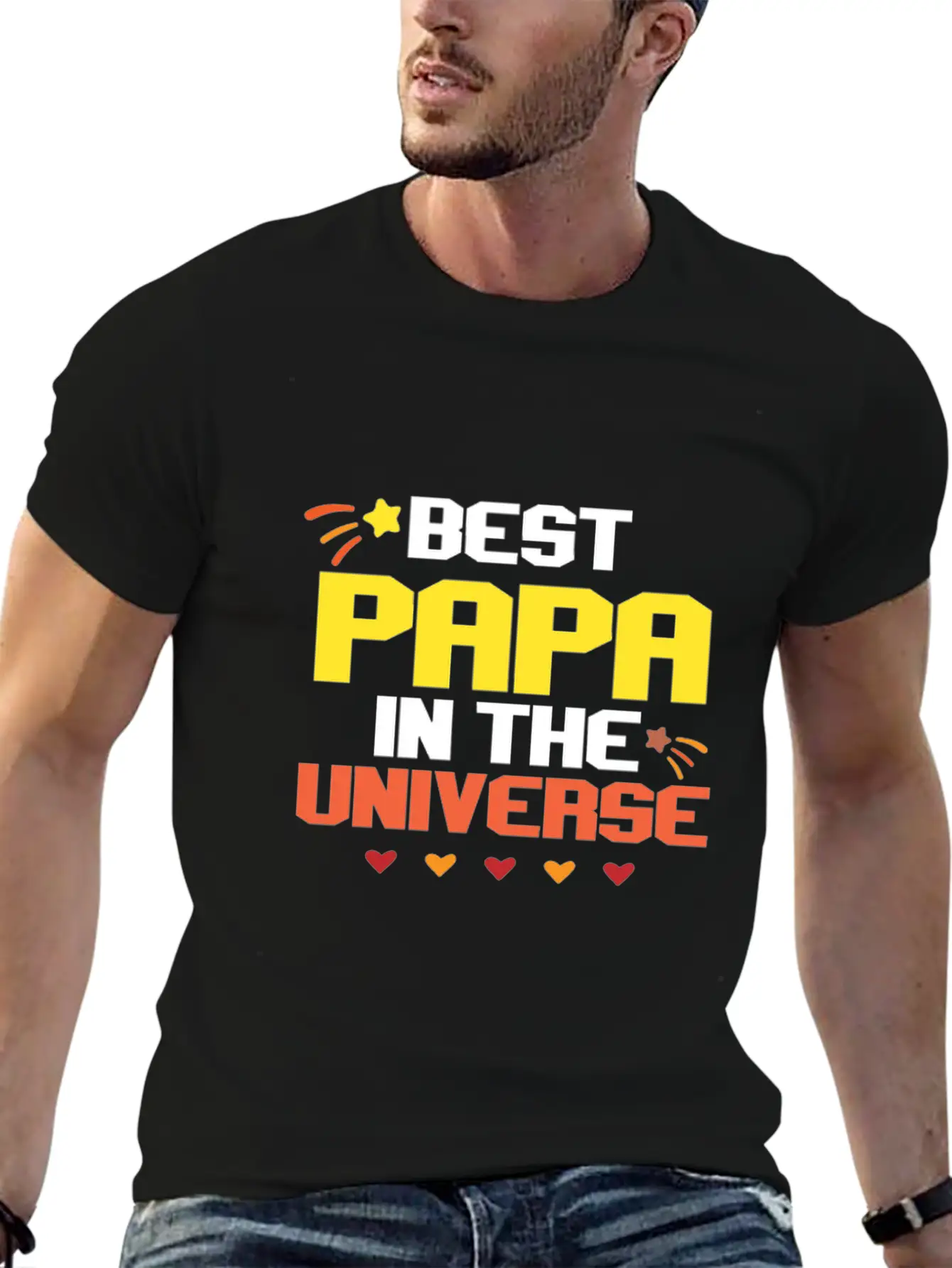 Best Papa In The Universe Unisex Short Sleeve Soft Cotton T-Shirt – Casual Everyday Wear