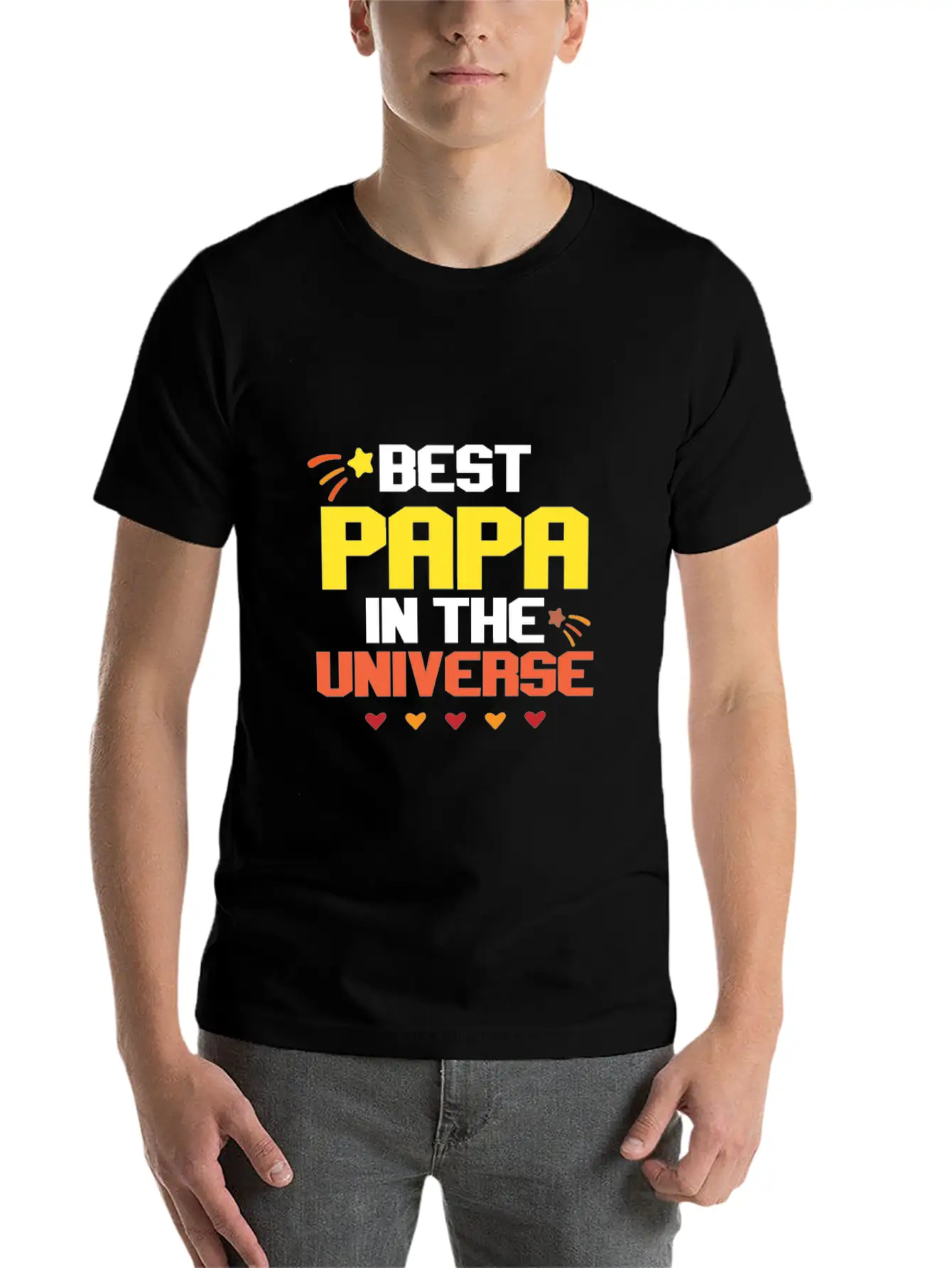 Best Papa In The Universe Unisex Short Sleeve Soft Cotton T-Shirt – Casual Everyday Wear