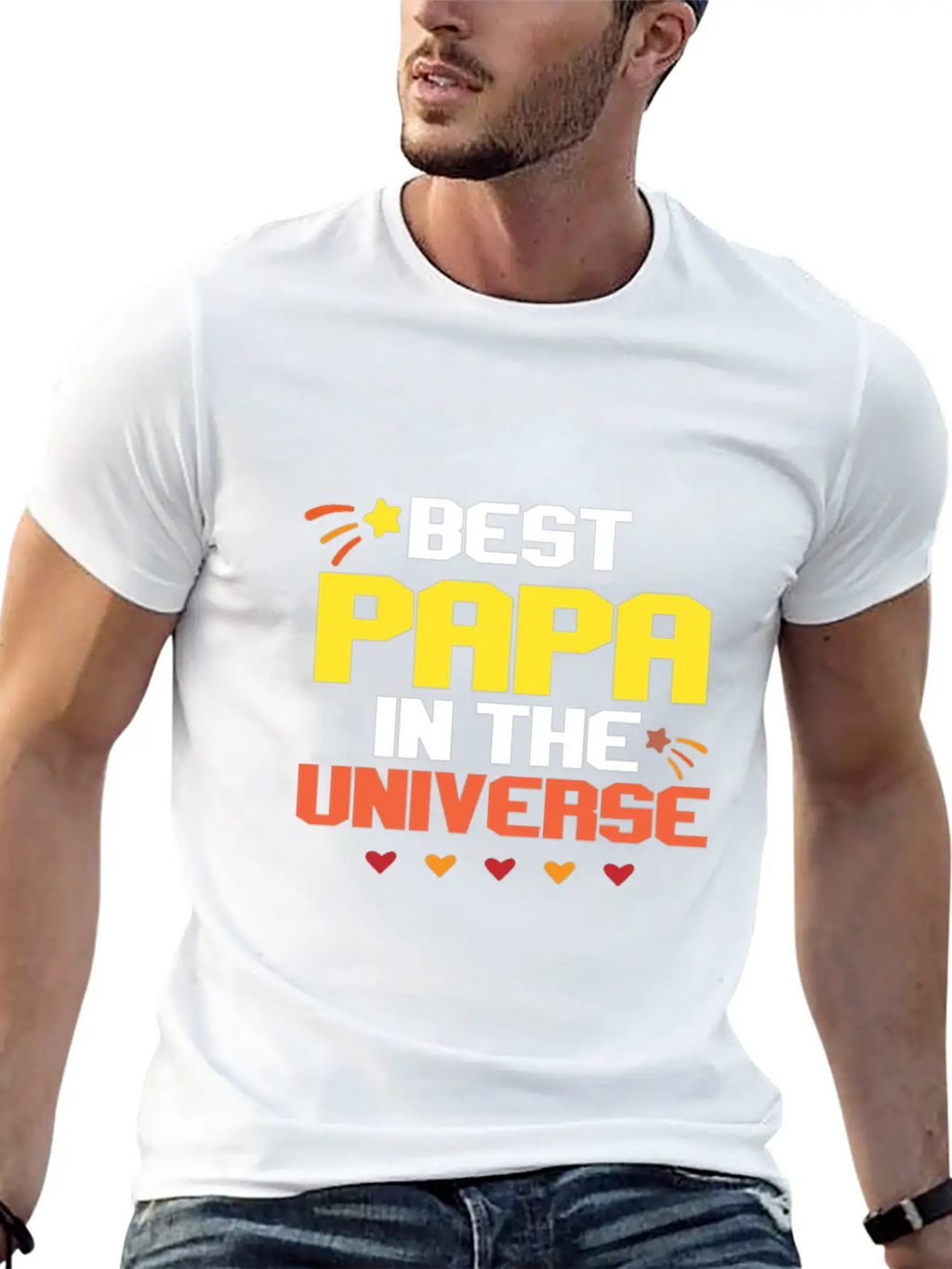 Best Papa In The Universe Unisex Short Sleeve Soft Cotton T-Shirt – Casual Everyday Wear