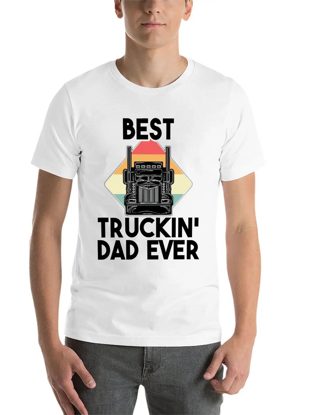 Best Truckin Dad Ever Funny Truck Loving Father Unisex Short Sleeve Soft Cotton T-Shirt – Casual Everyday Wear