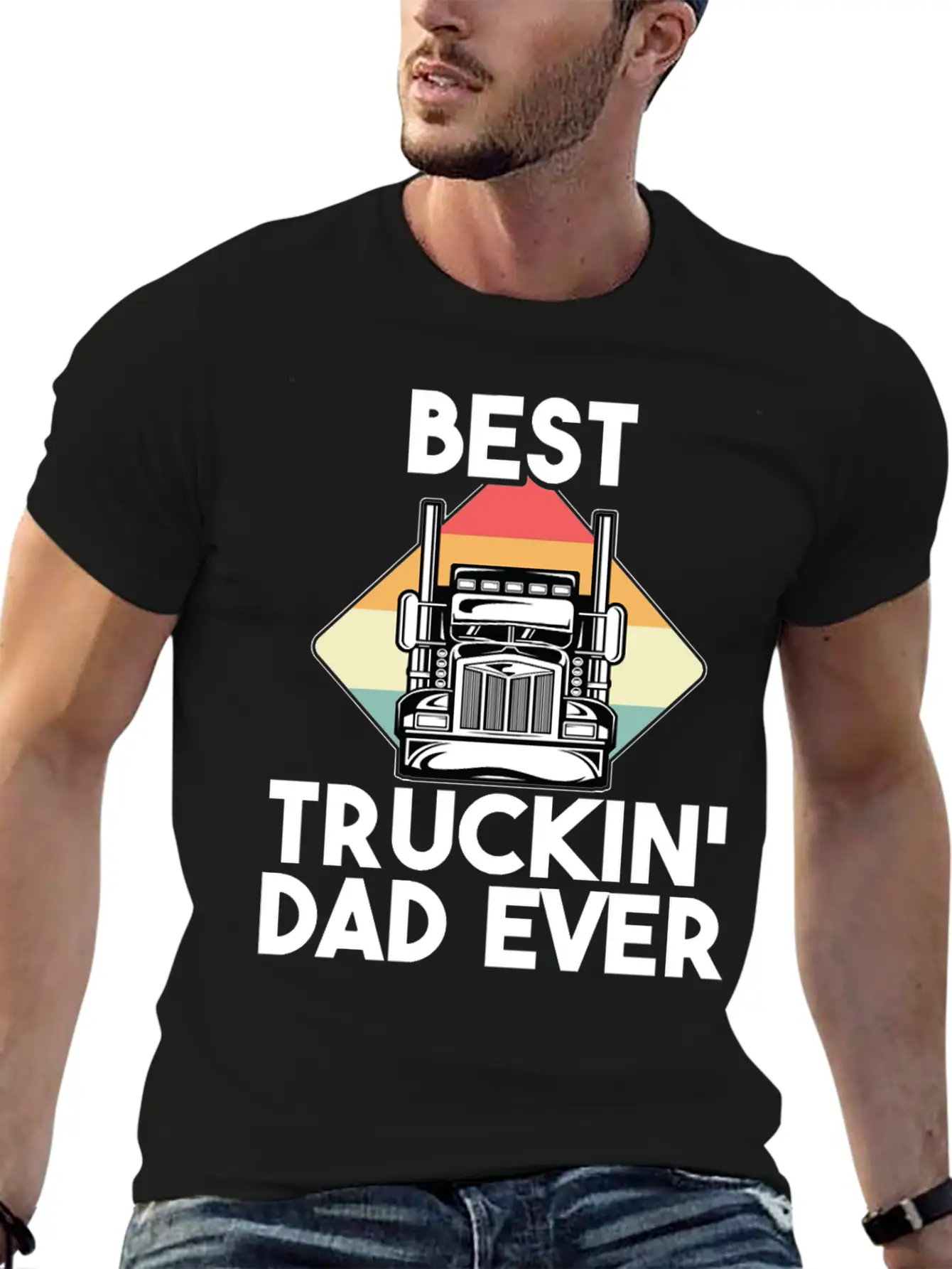 Best Truckin Dad Ever Funny Truck Loving Father Unisex Short Sleeve Soft Cotton T-Shirt – Casual Everyday Wear