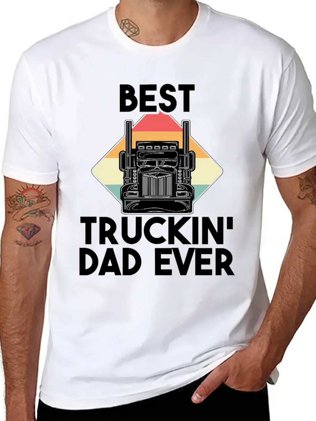 Best Truckin Dad Ever Funny Truck Loving Father Unisex Short Sleeve Soft Cotton T-Shirt – Casual Everyday Wear