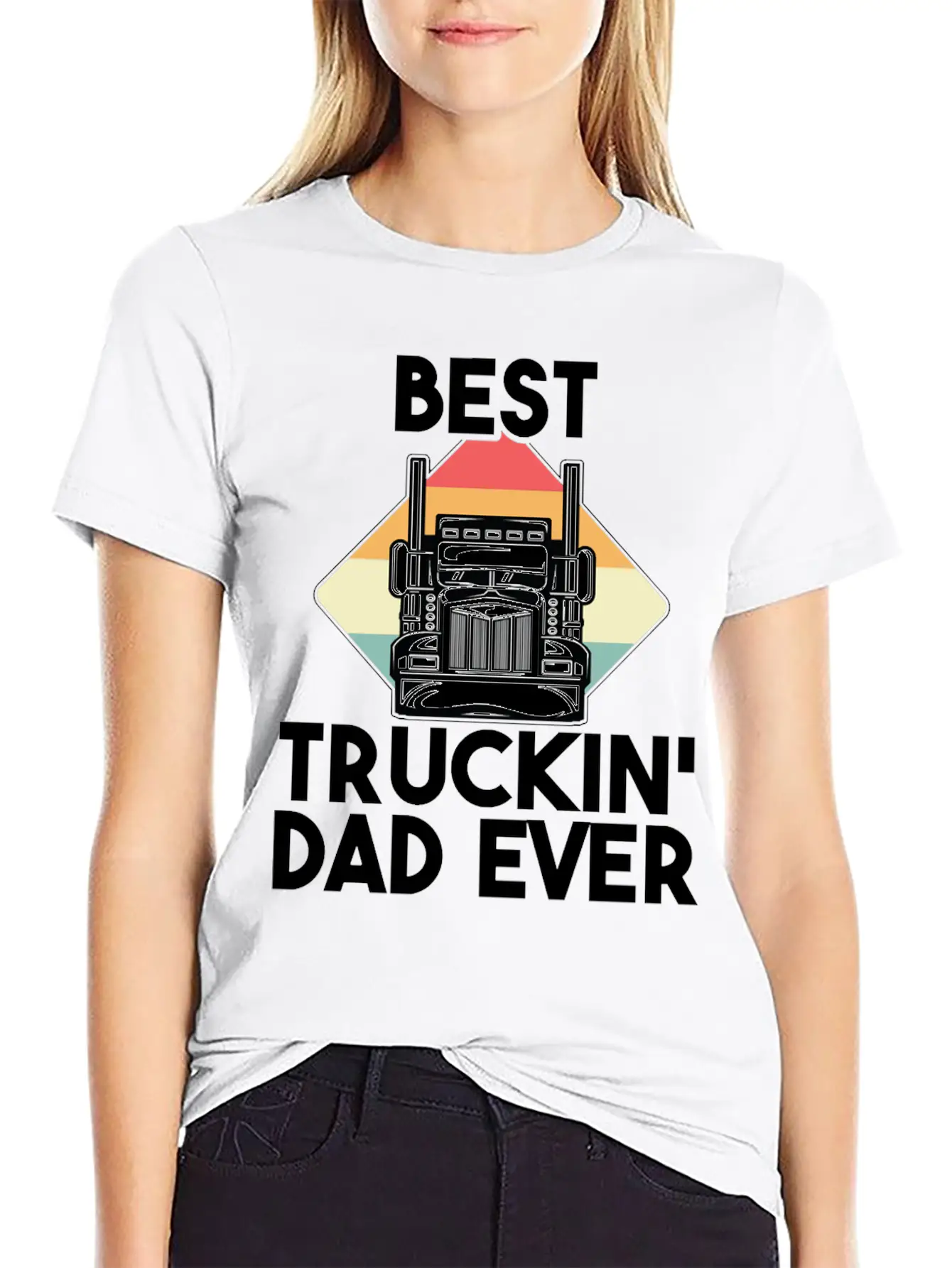 Best Truckin Dad Ever Funny Truck Loving Father Unisex Short Sleeve Soft Cotton T-Shirt – Casual Everyday Wear