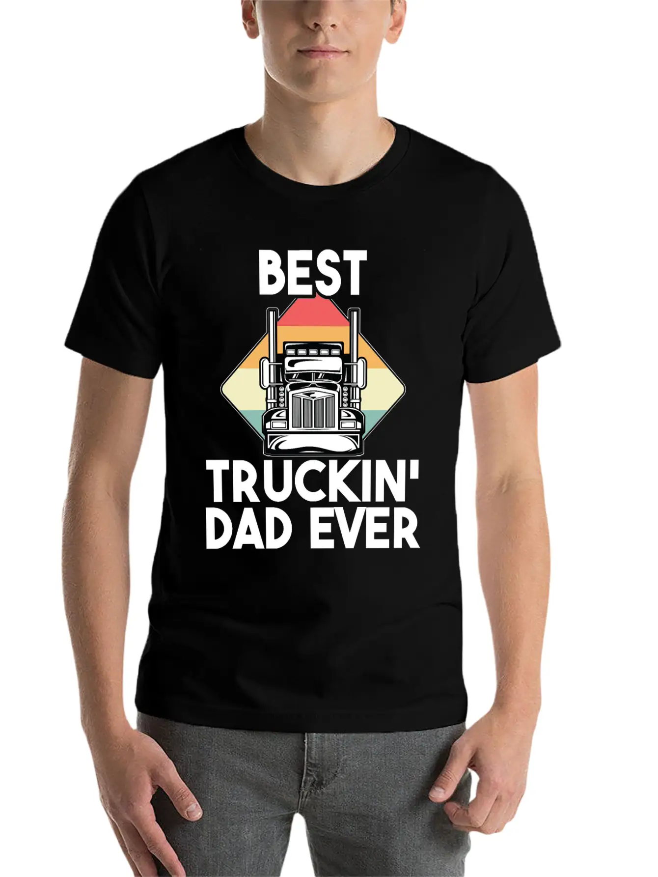 Best Truckin Dad Ever Funny Truck Loving Father Unisex Short Sleeve Soft Cotton T-Shirt – Casual Everyday Wear