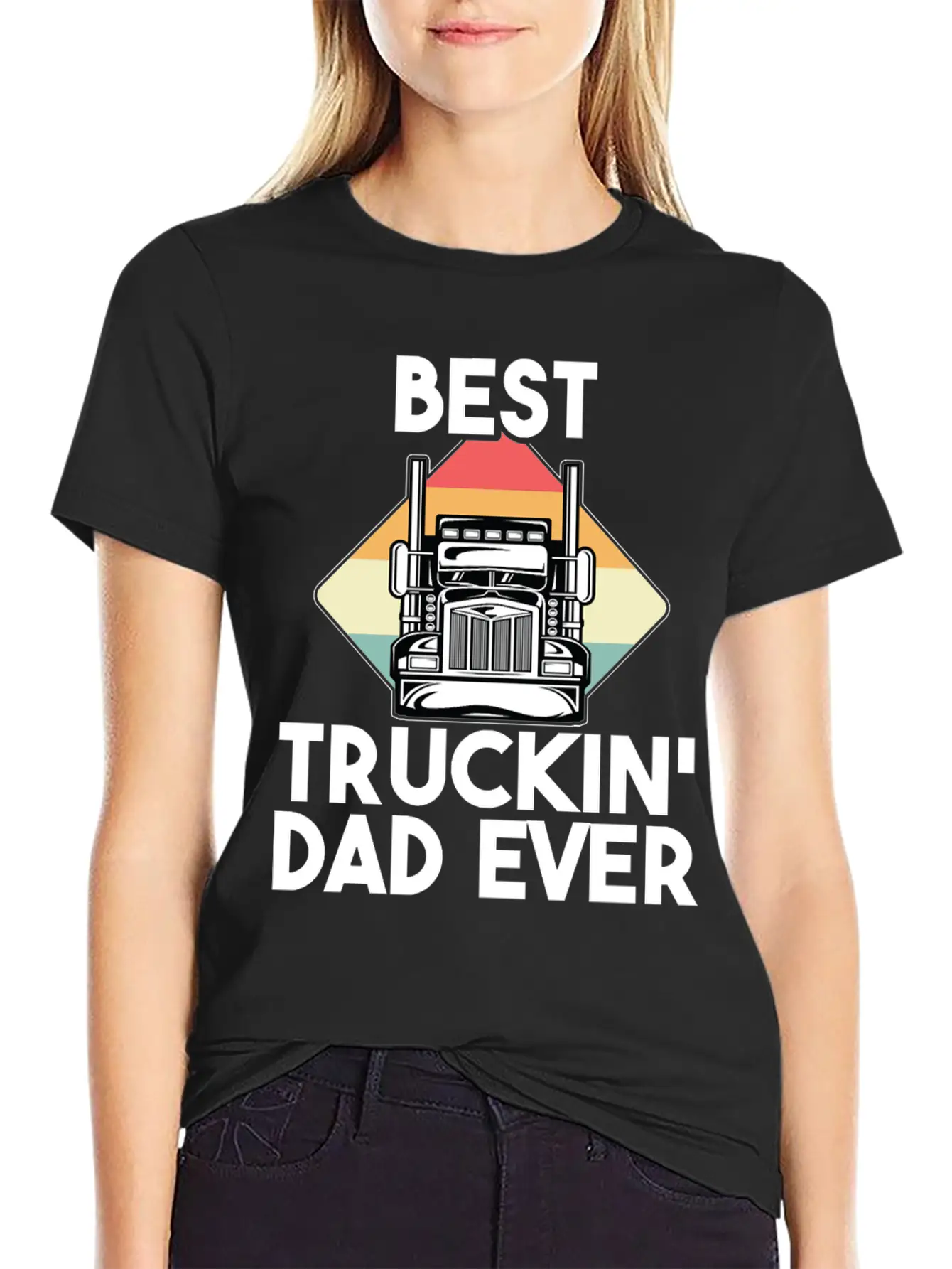 Best Truckin Dad Ever Funny Truck Loving Father Unisex Short Sleeve Soft Cotton T-Shirt – Casual Everyday Wear