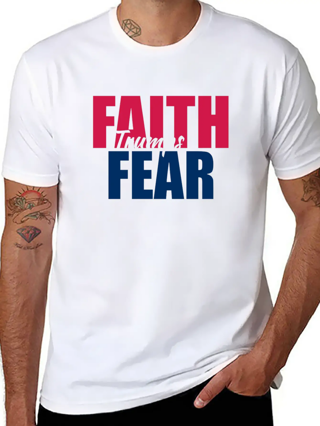 Best Value Faith Trumps Fear Casual Graphic T-Shirt – Simple And Comfortable Daily Wear