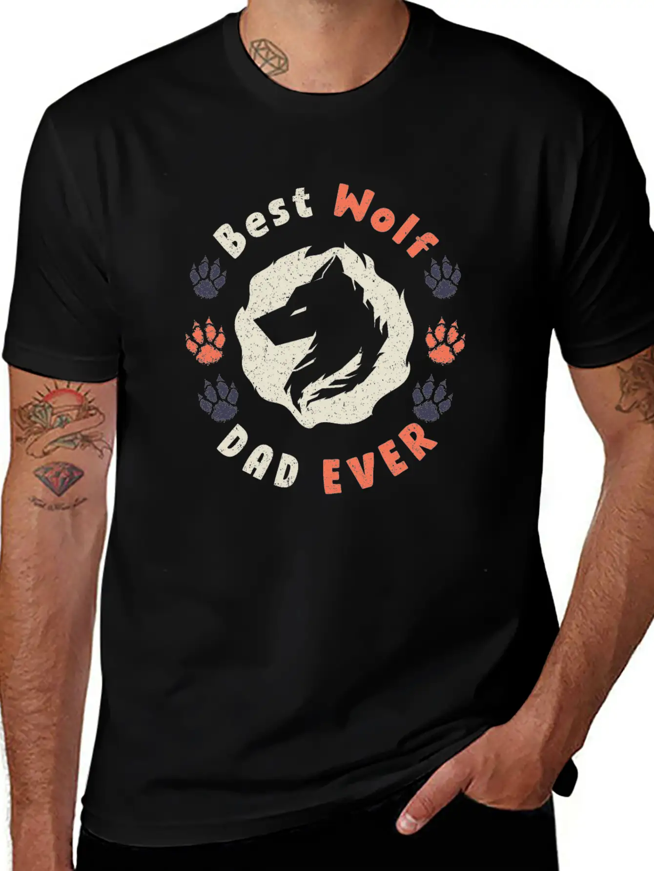 Best Wolf Dad Ever Breathable Soft Cotton T-Shirt – Timeless Casual Look