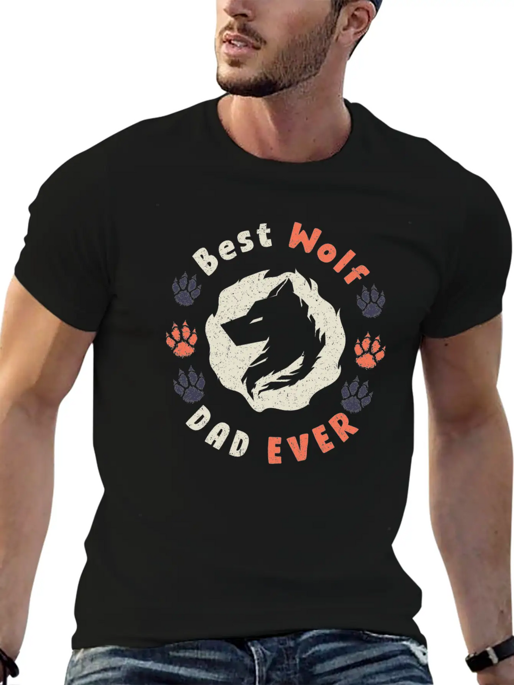 Best Wolf Dad Ever Breathable Soft Cotton T-Shirt – Timeless Casual Look