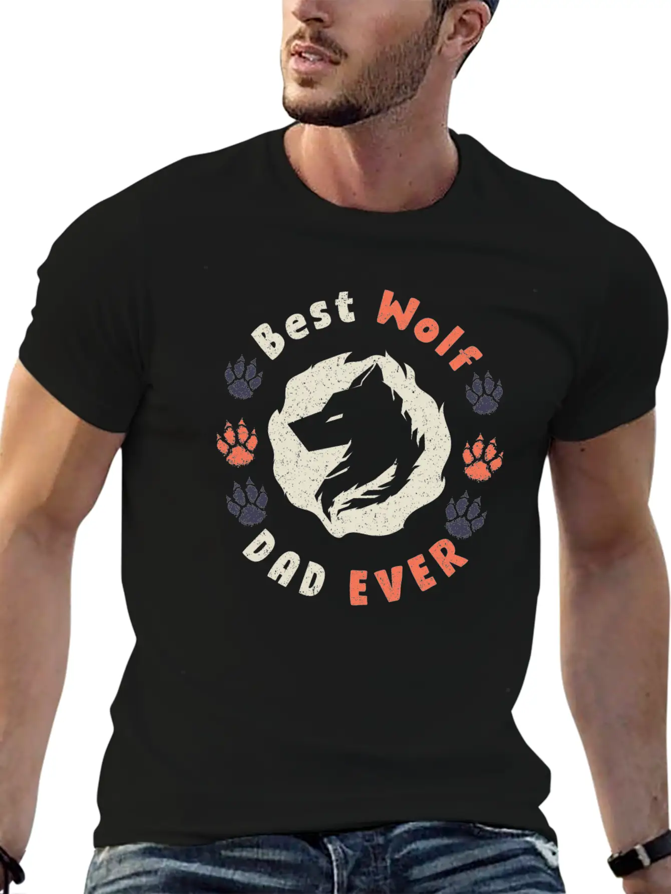 Best Wolf Dad Ever Breathable Soft Cotton T-Shirt – Timeless Casual Look