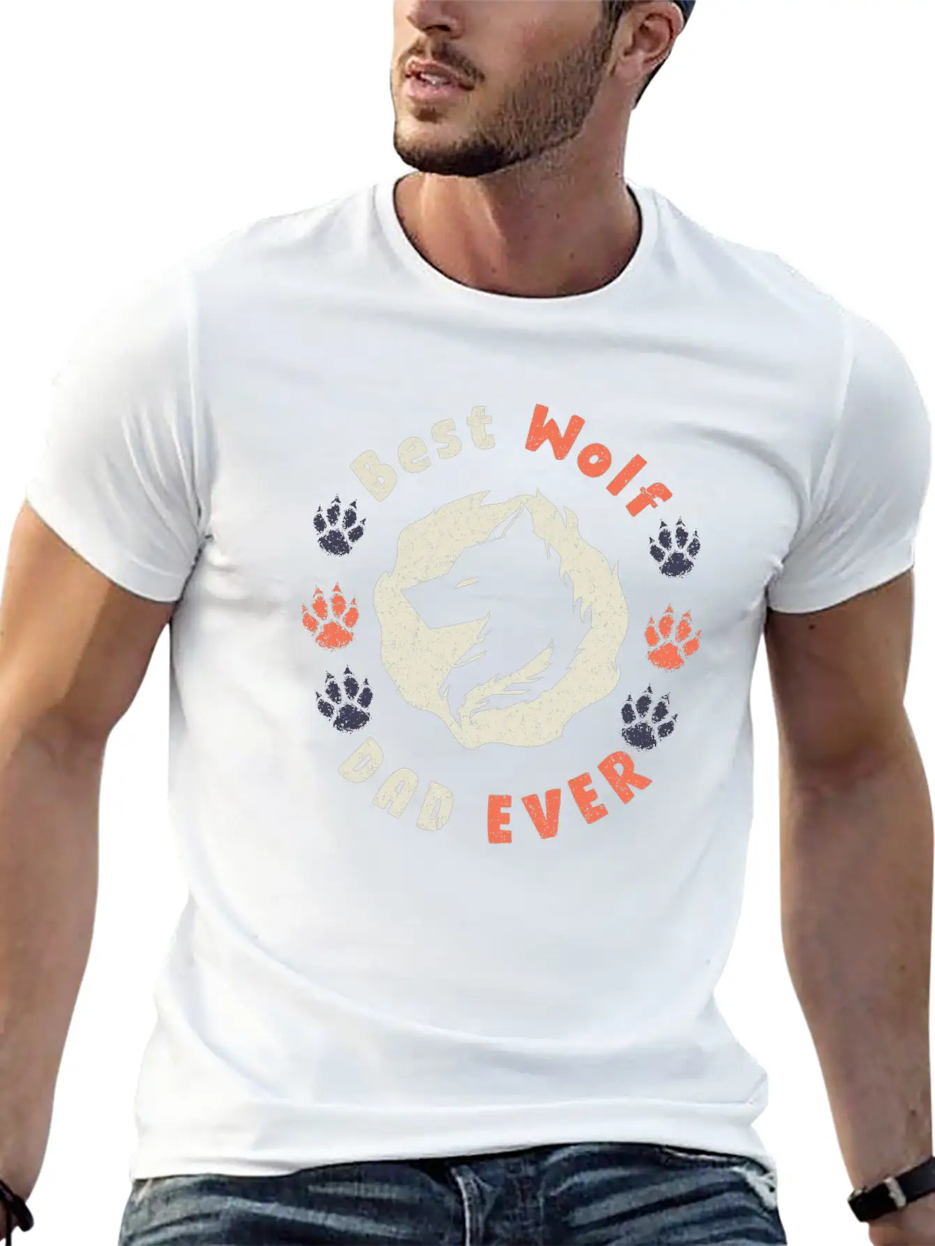 Best Wolf Dad Ever Breathable Soft Cotton T-Shirt – Timeless Casual Look