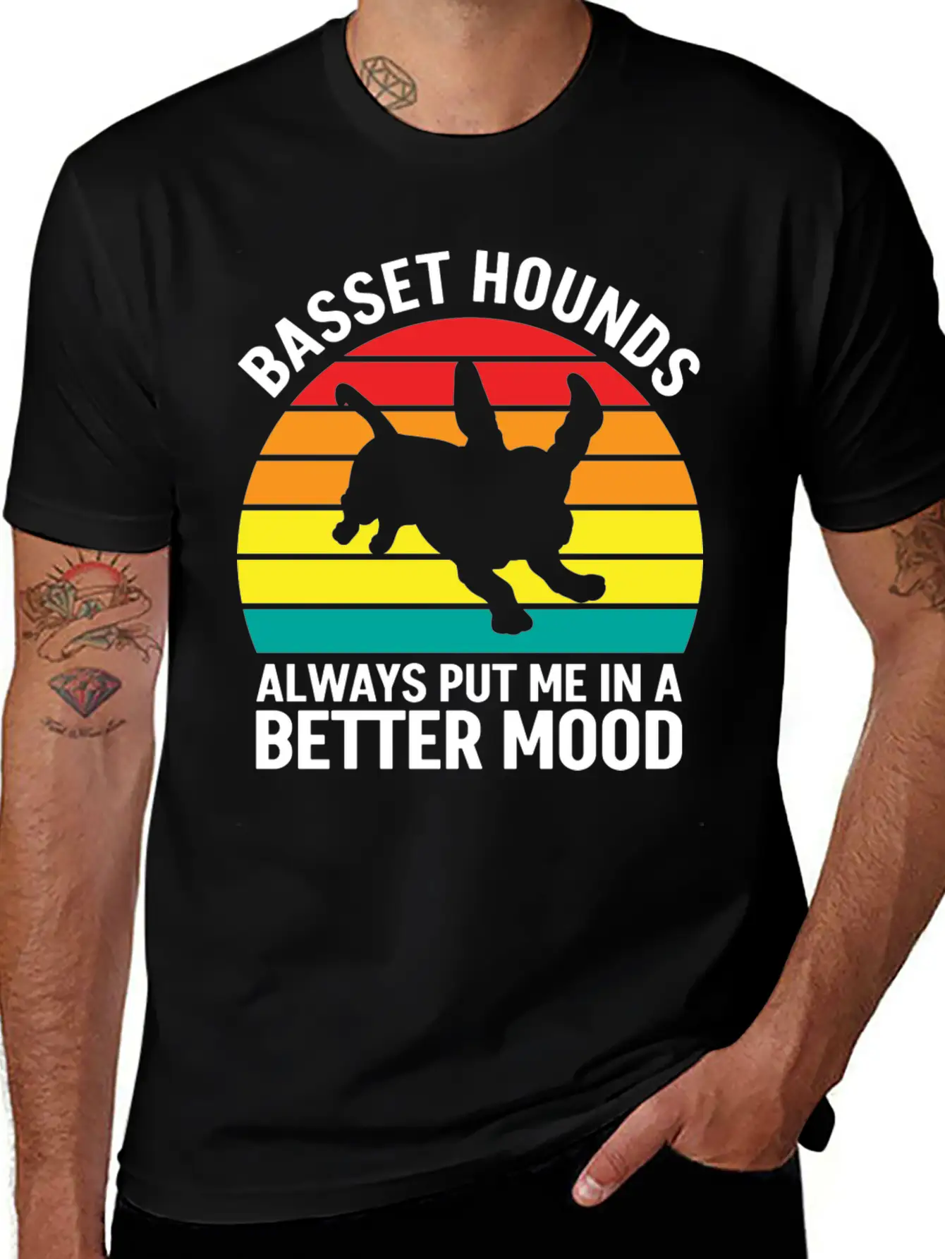 Better Mood Basset Hounds Breathable Soft Cotton T-Shirt – Timeless Casual Look