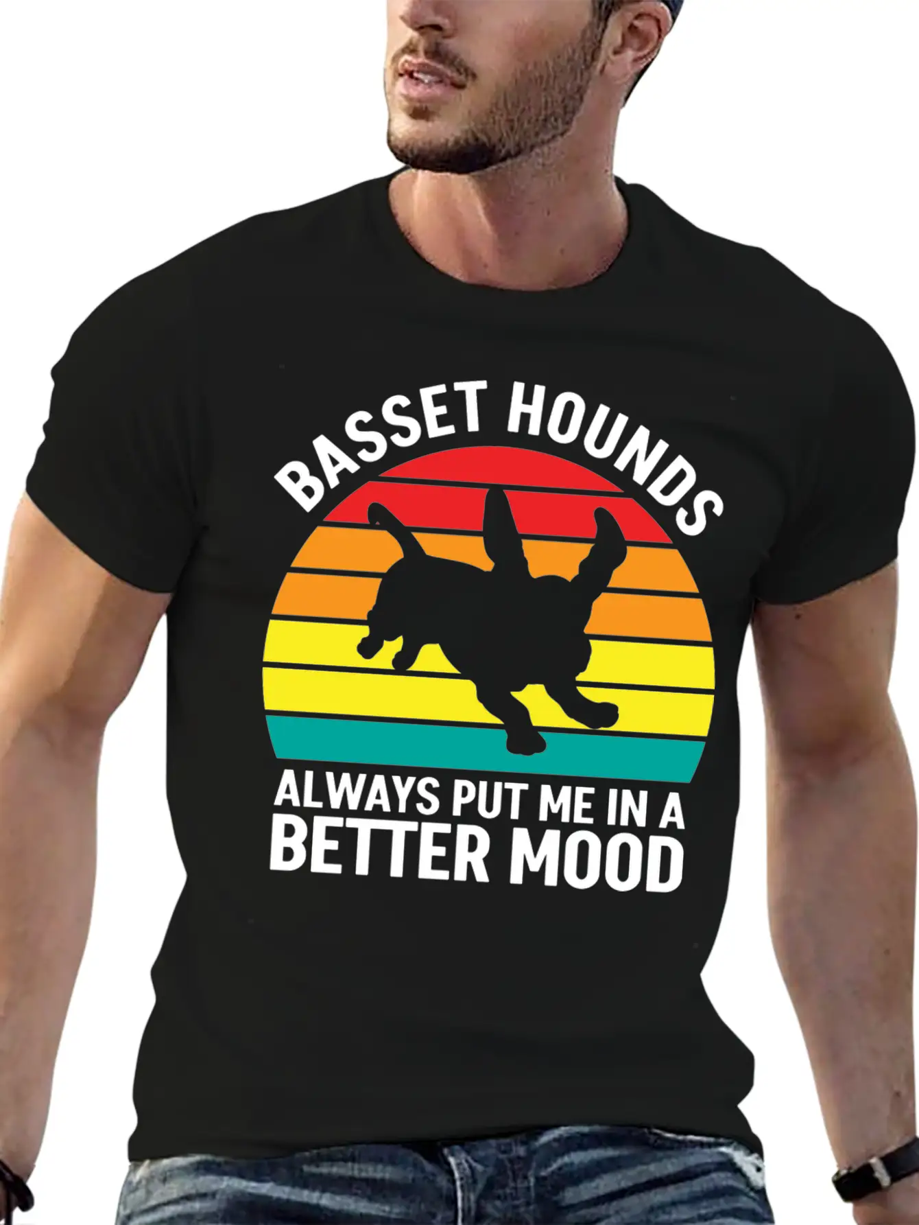 Better Mood Basset Hounds Breathable Soft Cotton T-Shirt – Timeless Casual Look