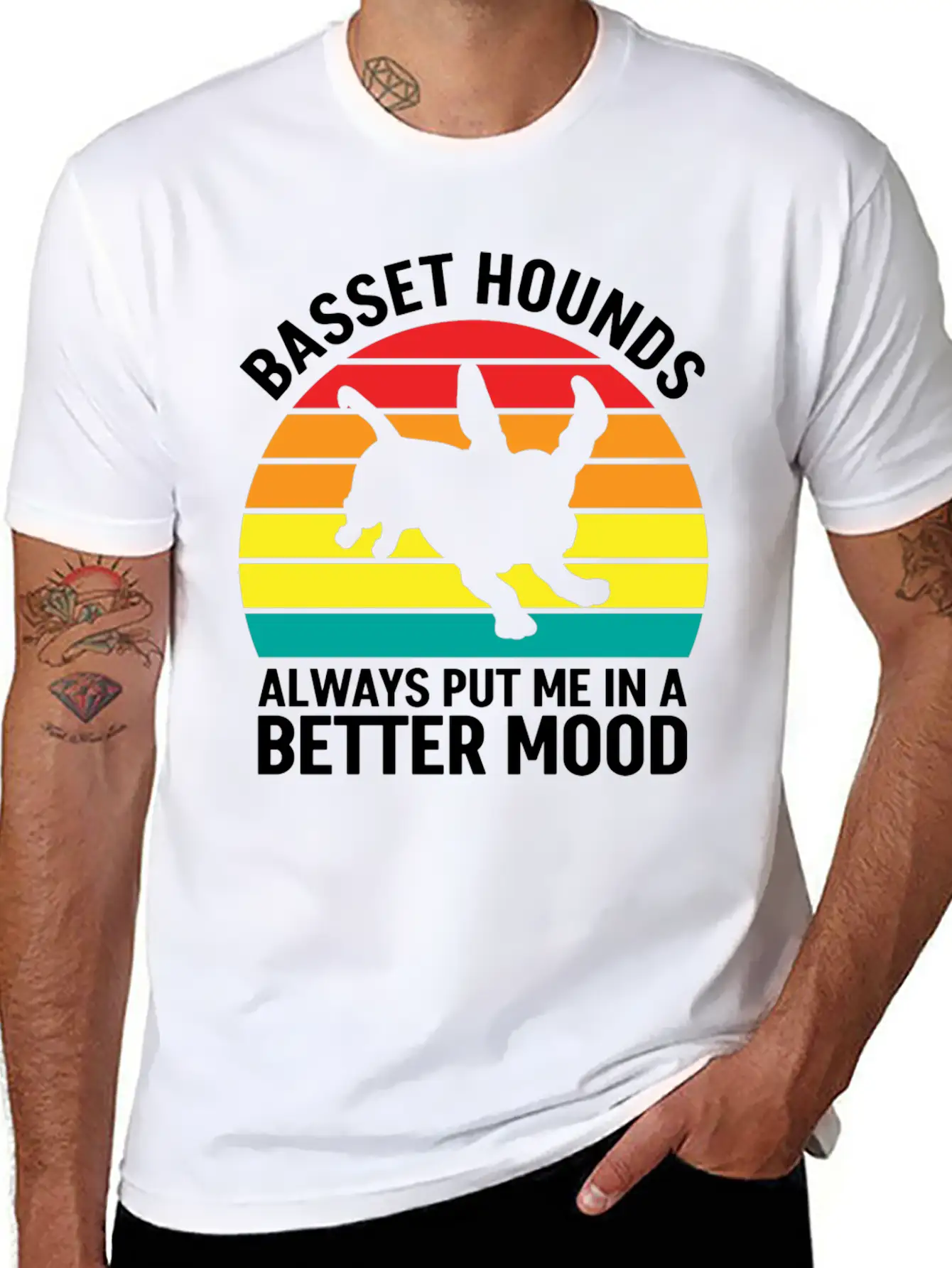 Better Mood Basset Hounds Breathable Soft Cotton T-Shirt – Timeless Casual Look