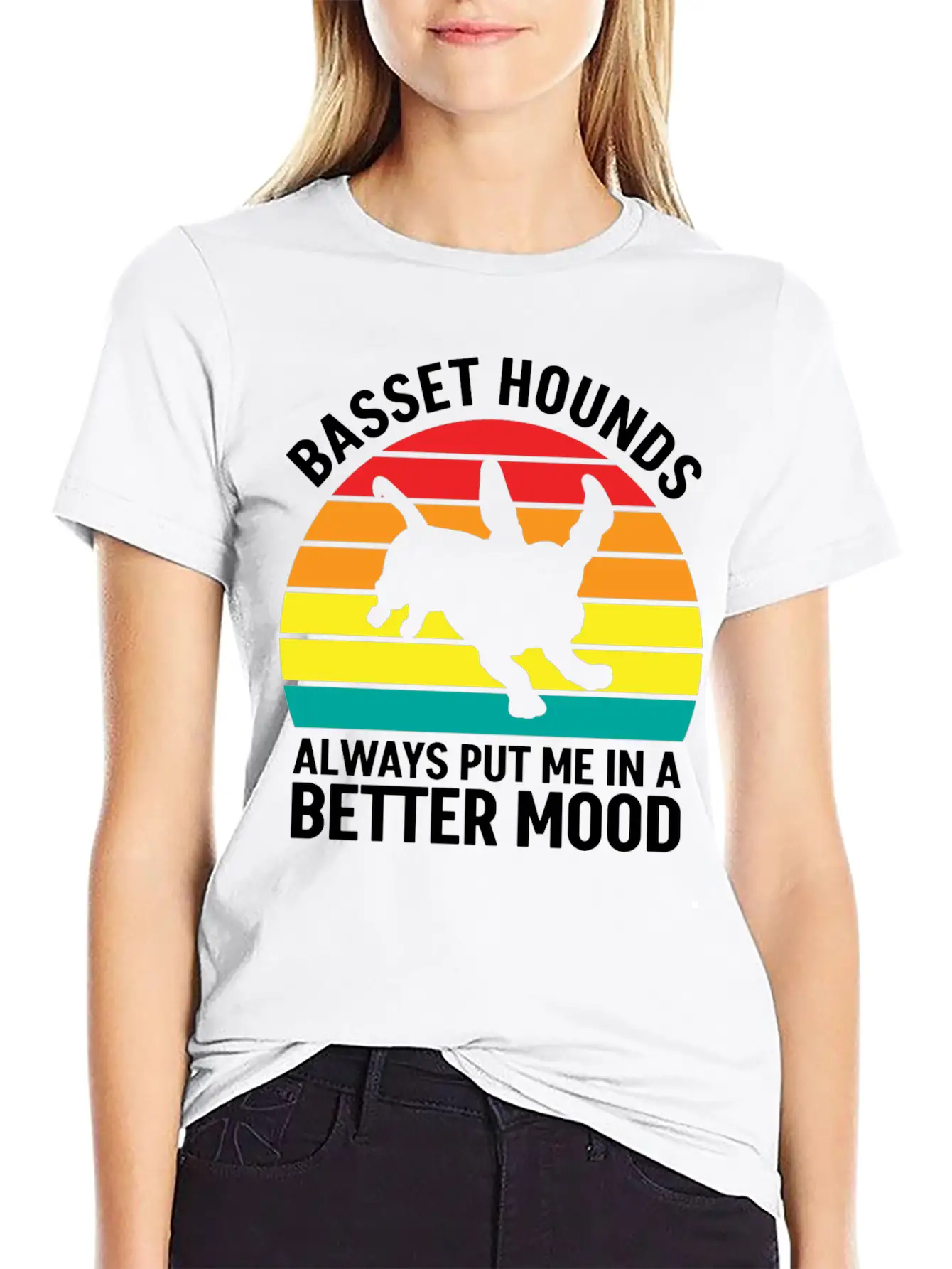 Better Mood Basset Hounds Breathable Soft Cotton T-Shirt – Timeless Casual Look