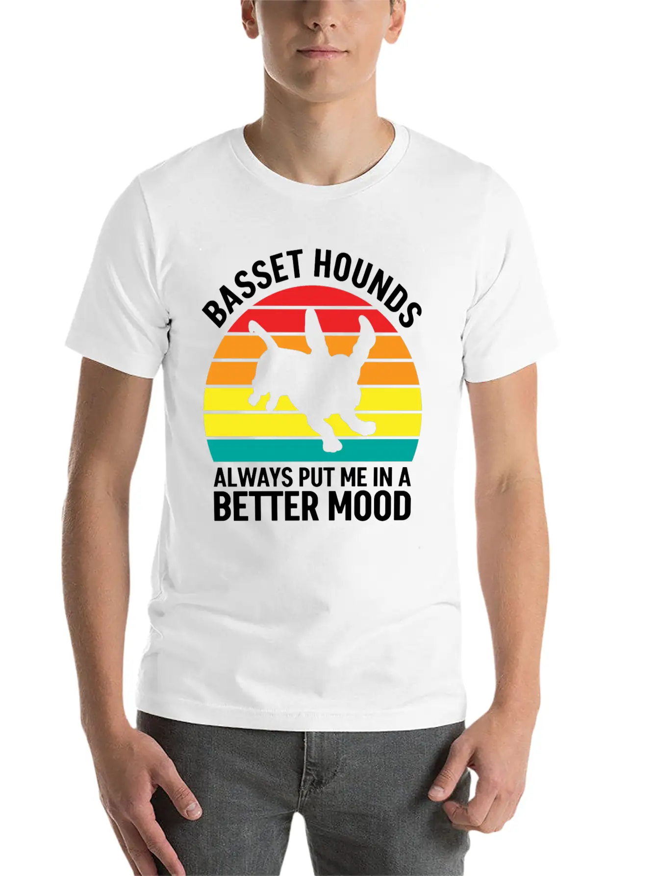 Better Mood Basset Hounds Breathable Soft Cotton T-Shirt – Timeless Casual Look