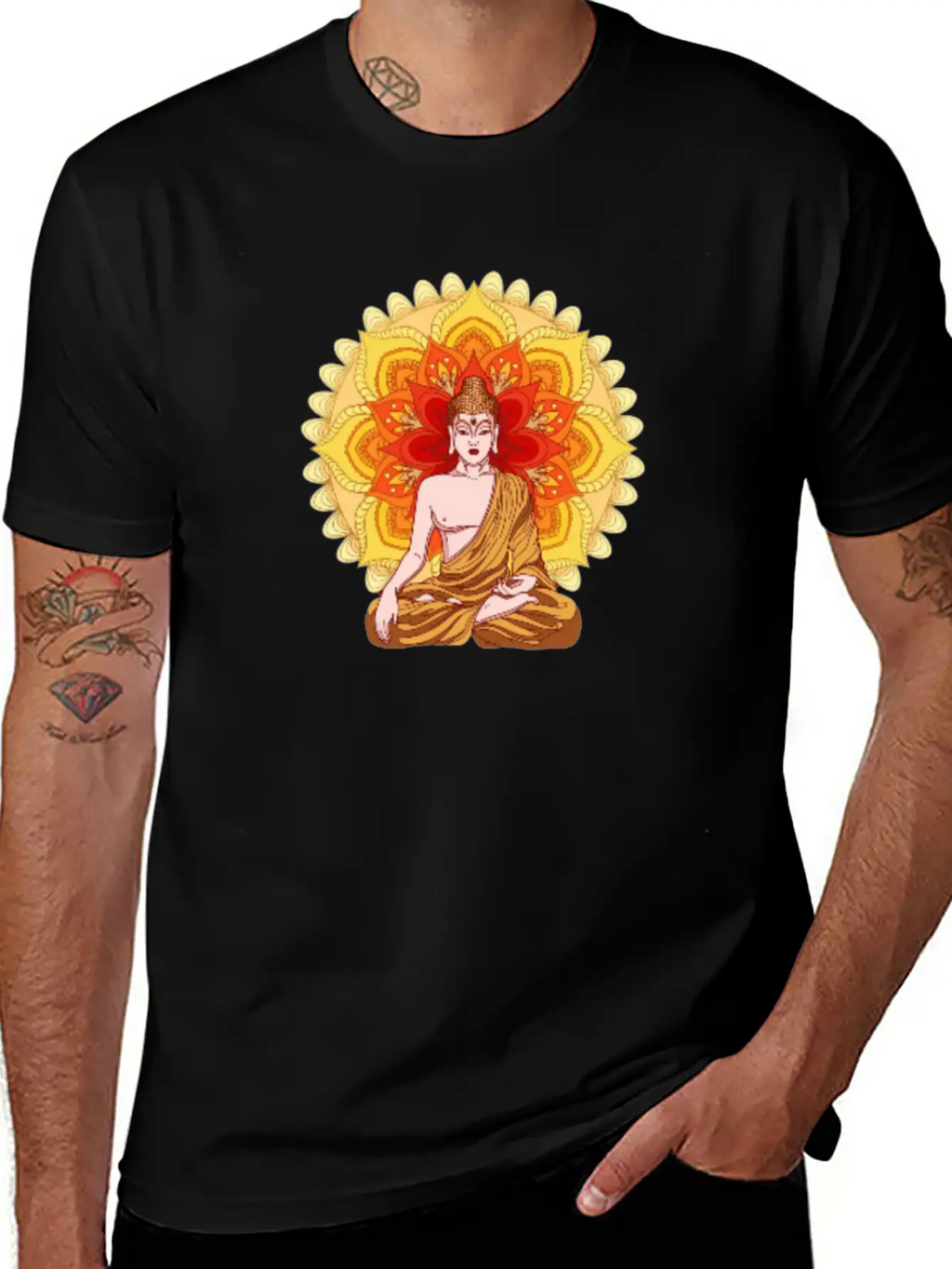 Bhuddist Mandala Casual Graphic T-Shirt – Simple And Comfortable Daily Wear