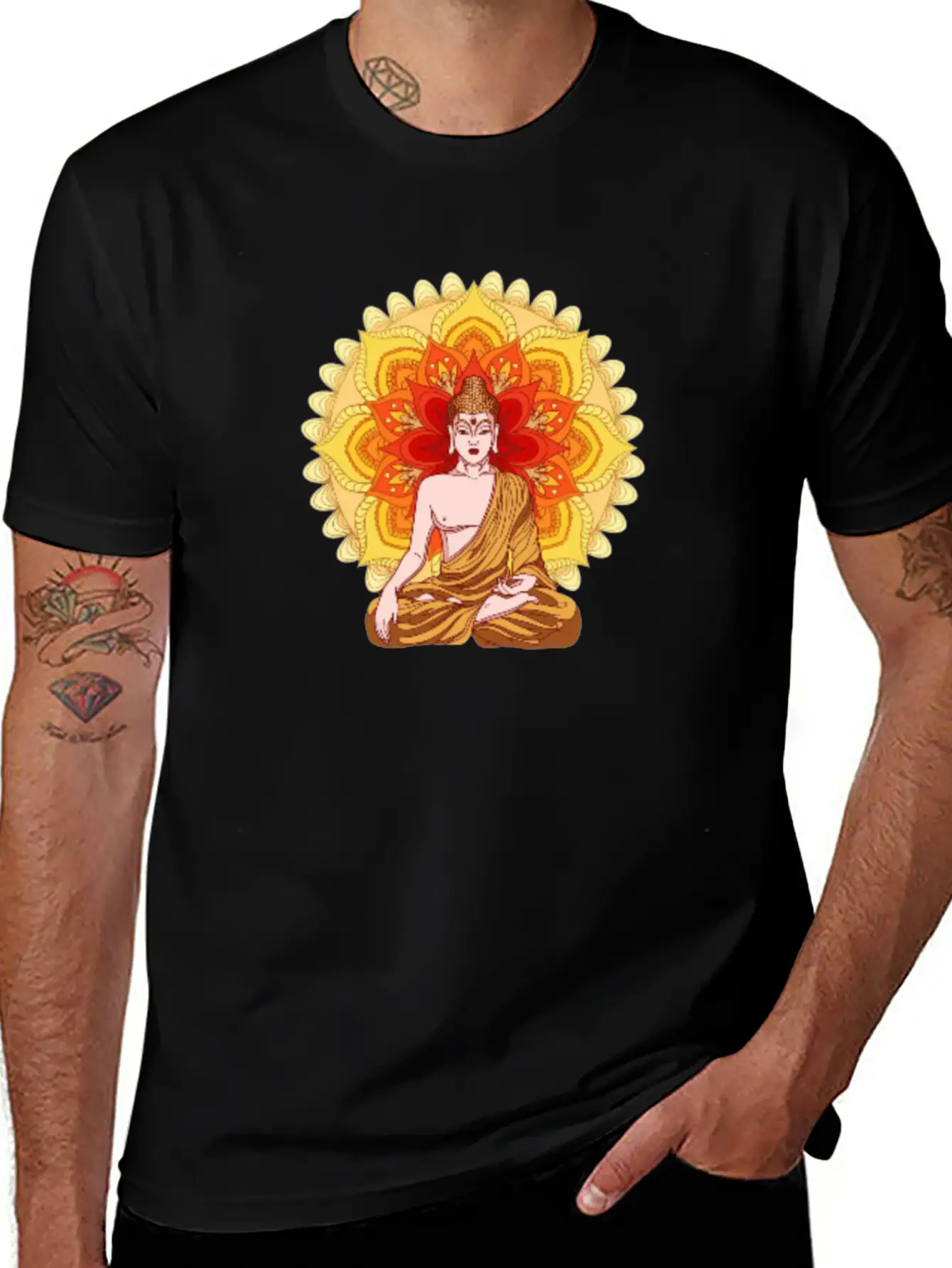 Bhuddist Mandala Casual Graphic T-Shirt – Simple And Comfortable Daily Wear