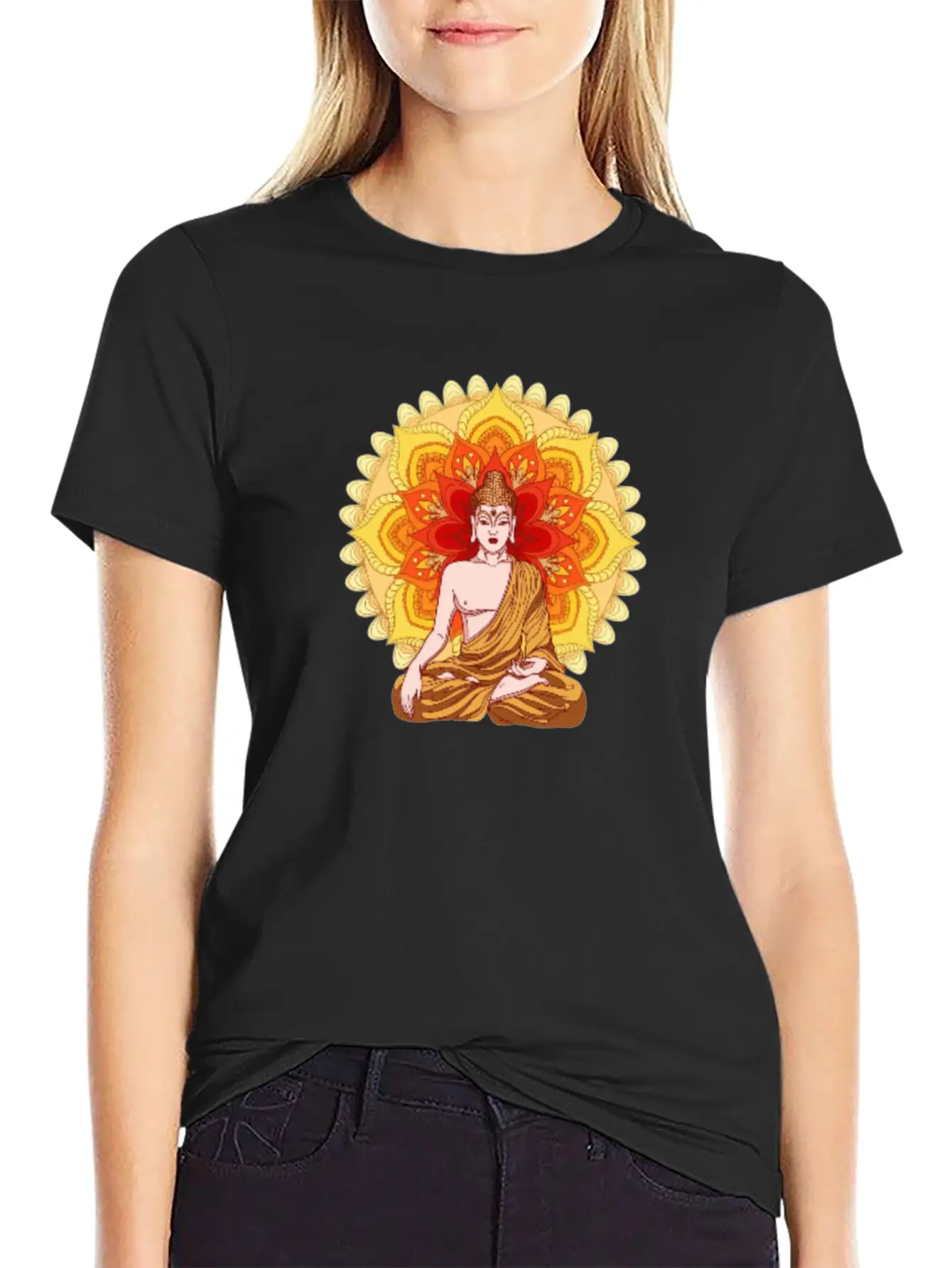 Bhuddist Mandala Casual Graphic T-Shirt – Simple And Comfortable Daily Wear