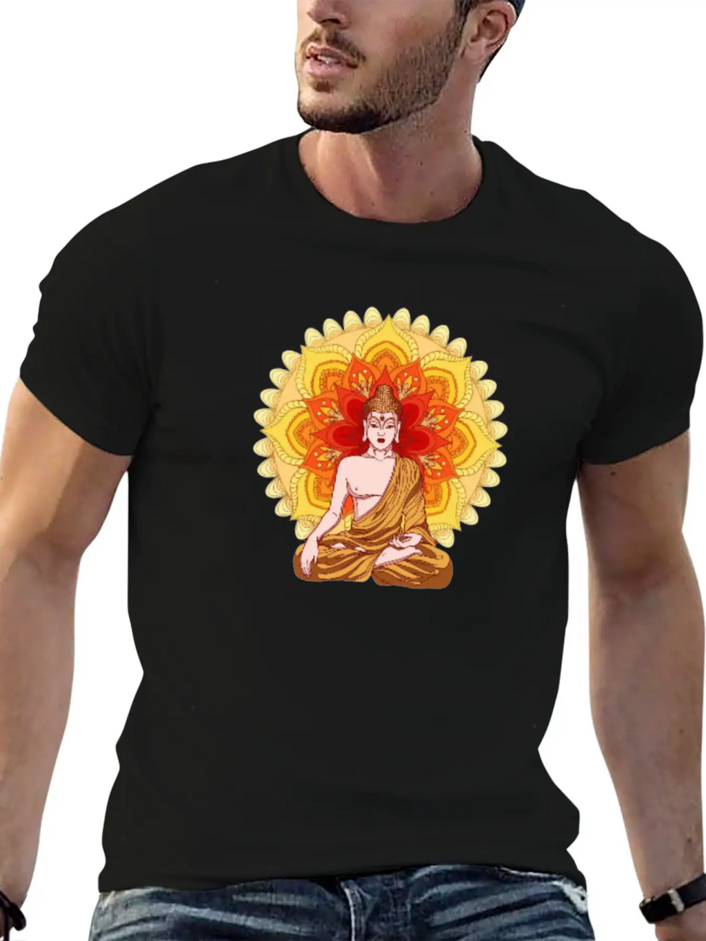 Bhuddist Mandala Casual Graphic T-Shirt – Simple And Comfortable Daily Wear