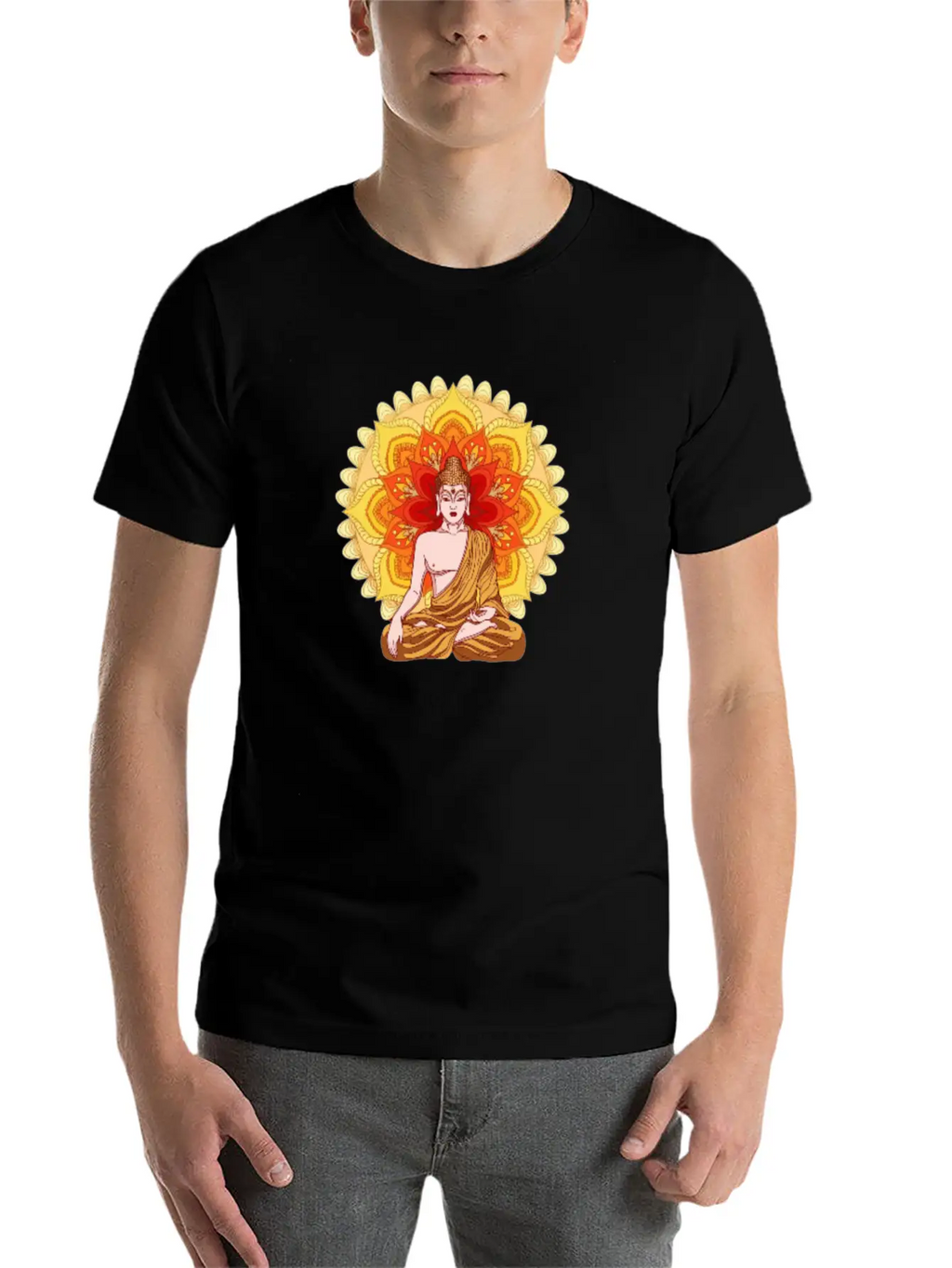 Bhuddist Mandala Casual Graphic T-Shirt – Simple And Comfortable Daily Wear
