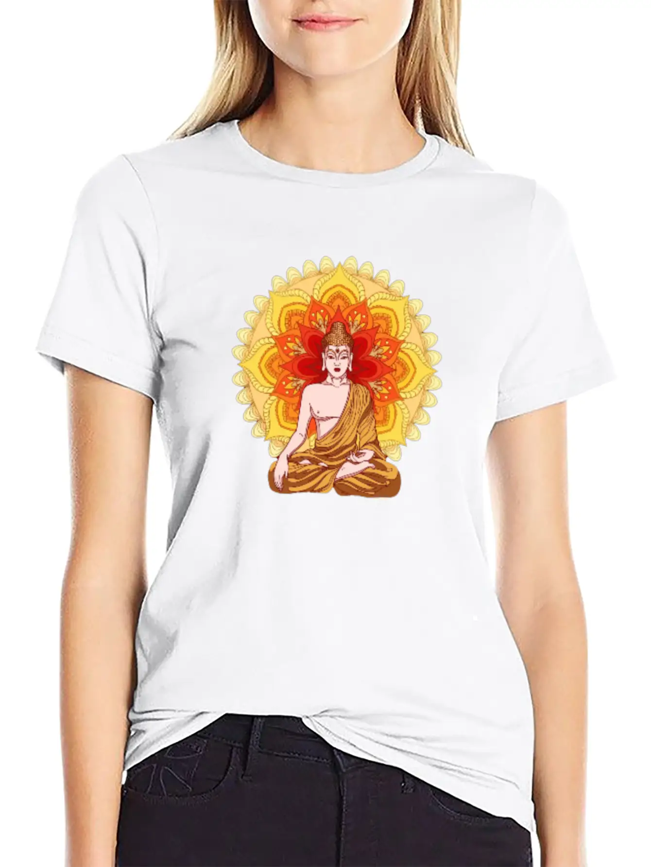 Bhuddist Mandala Casual Graphic T-Shirt – Simple And Comfortable Daily Wear