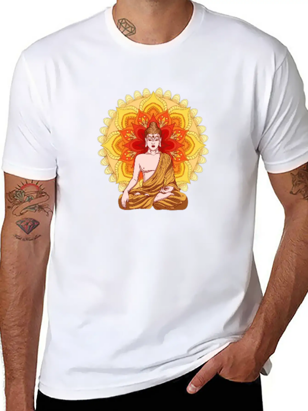 Bhuddist Mandala Casual Graphic T-Shirt – Simple And Comfortable Daily Wear
