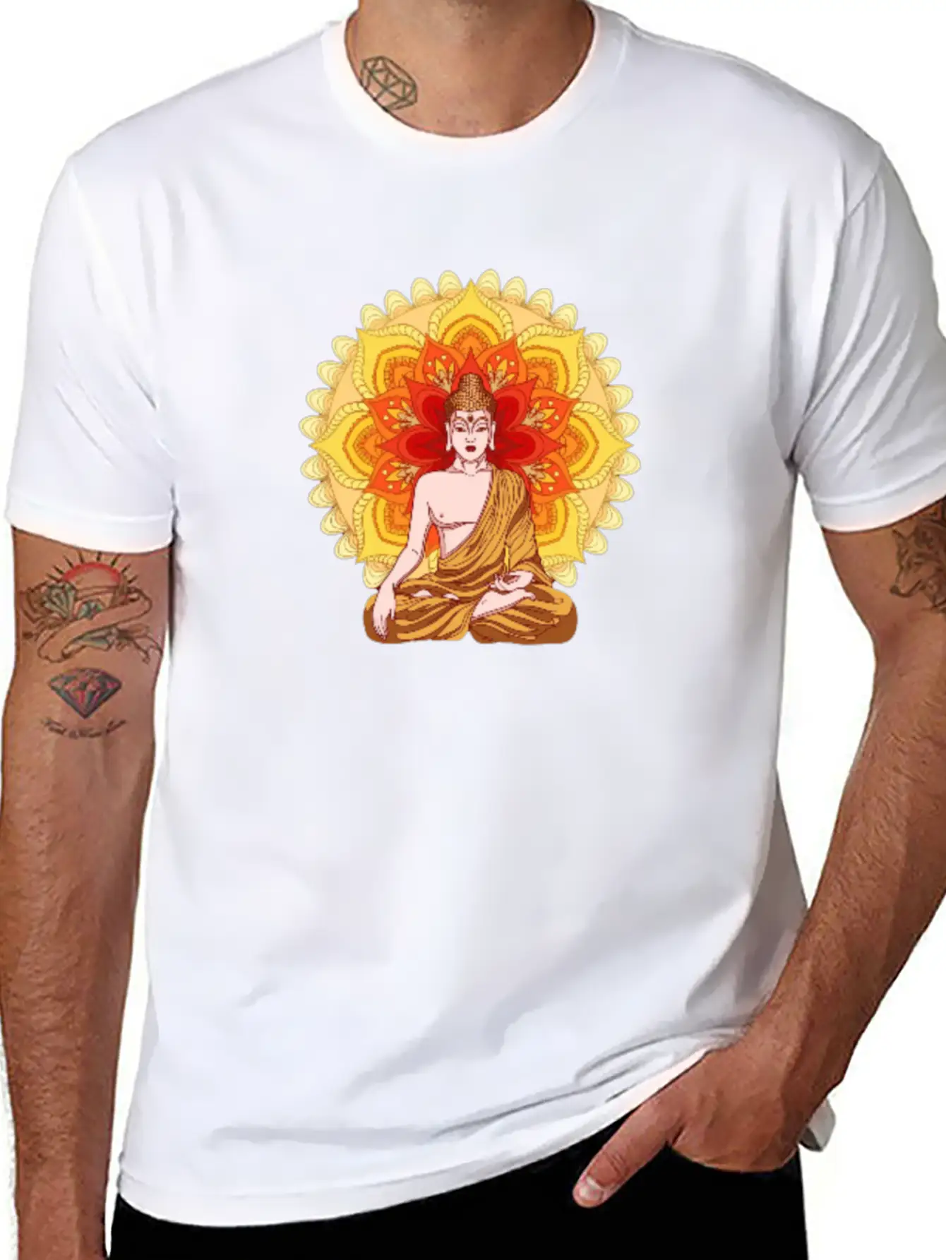 Bhuddist Mandala Casual Graphic T-Shirt – Simple And Comfortable Daily Wear